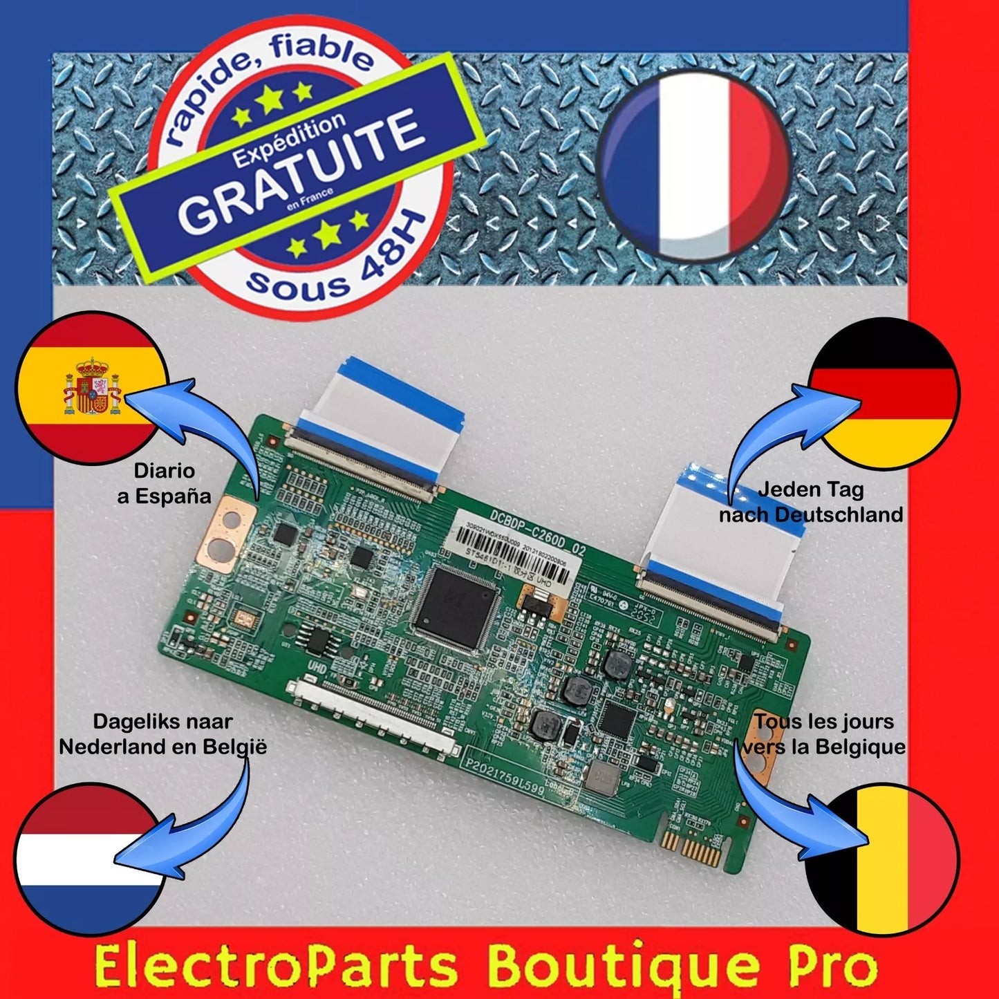 Carte T-CON DCBDP-C260D_02 pour télé SMART-TECH SMT55F30UC2M1B1