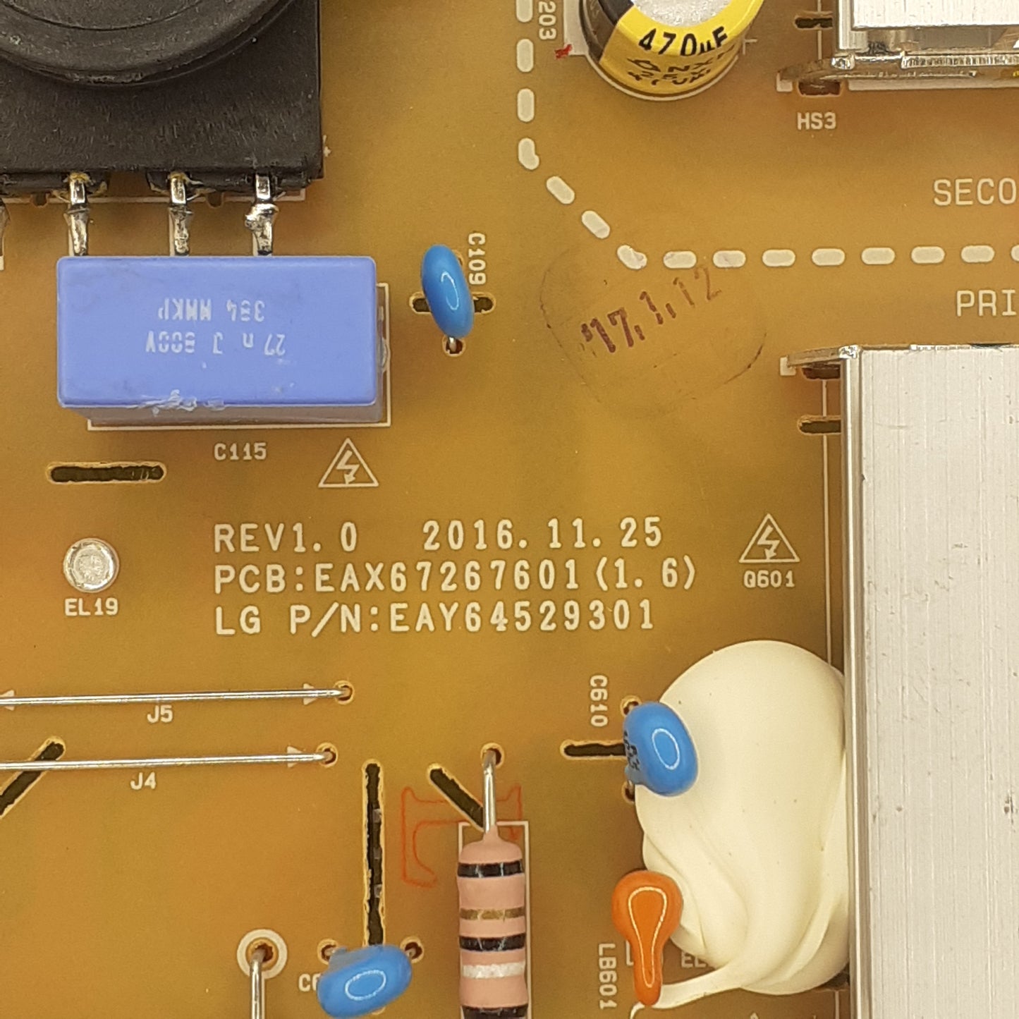 CARTE D'ALIMENTATION LGP43D-17U2 EAY64529301 pour Télé LG 43UJ670V