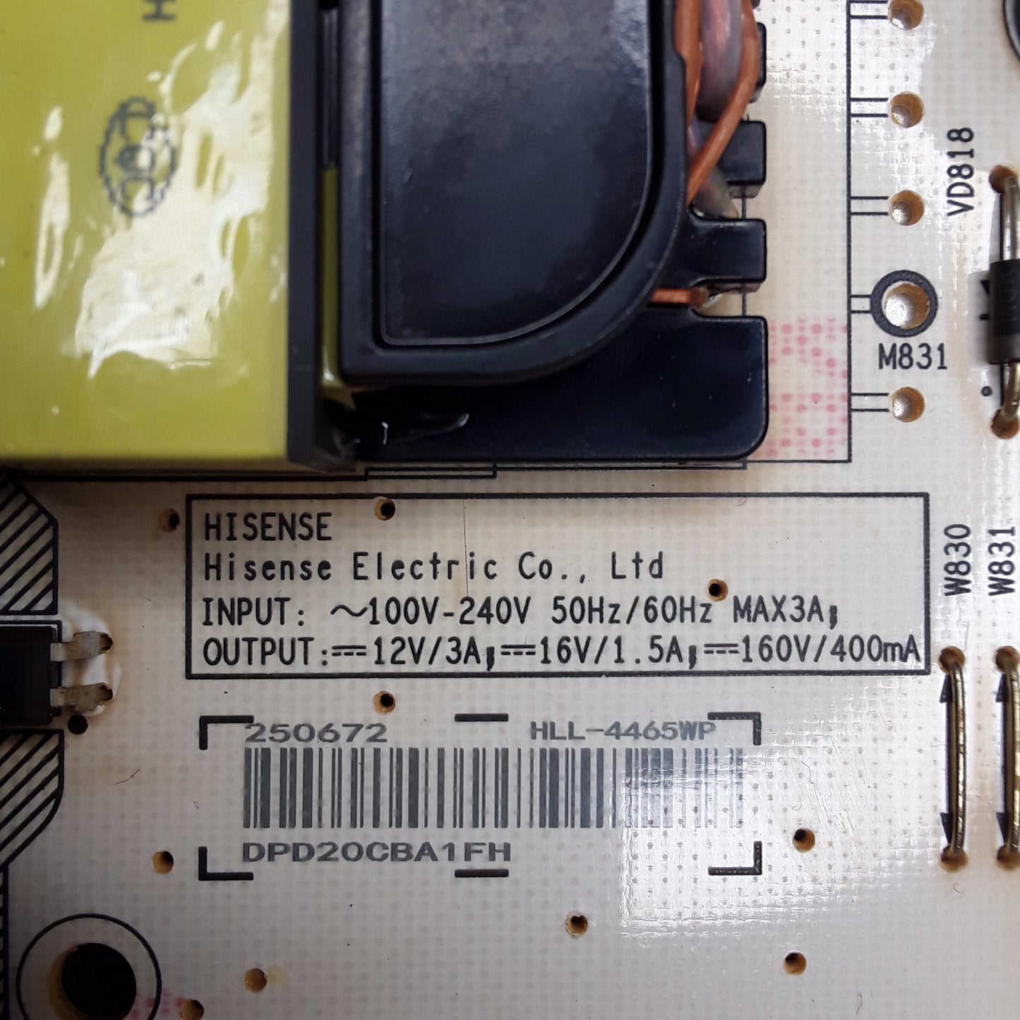 CARTE D'ALIMENTATION RSAG7.820.8349/ROH pour télé HISENSE 43A7500F