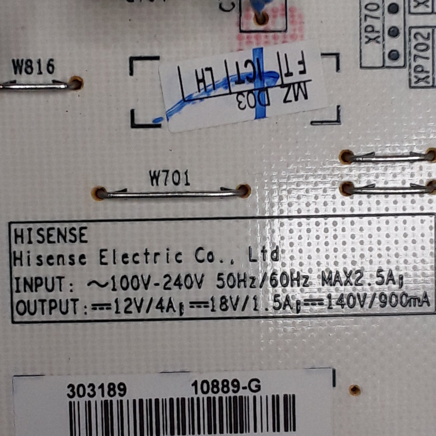 CARTE D'ALIMENTATION PCB RSAG7.820.10889/ROH pour télé HISENSE 58A7GQ