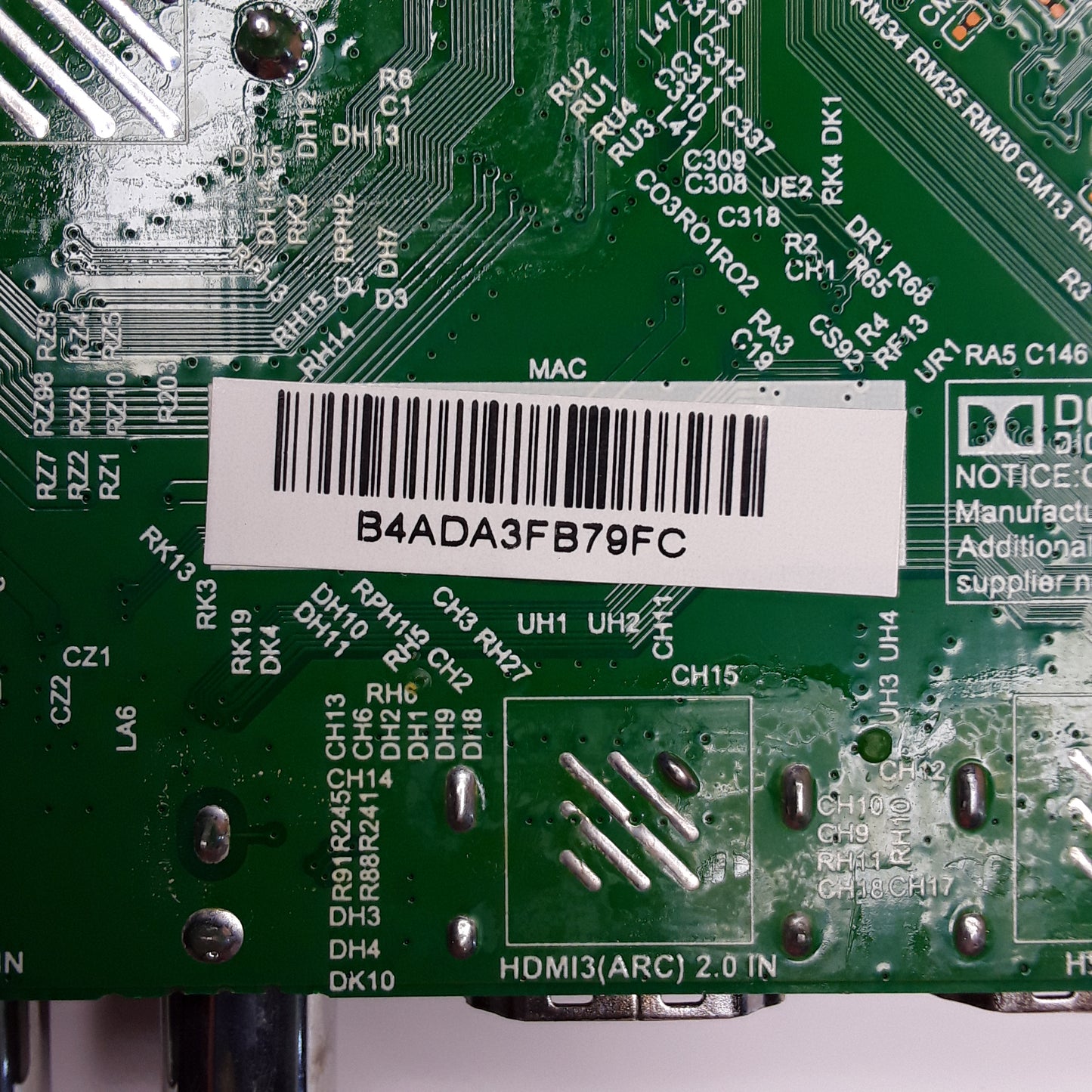 CARTE PRINCIPALE 21601886762H8001 (programmée pour TCON T650QVN08.4) pour télé SMART-TECH SMT65E1MUC2