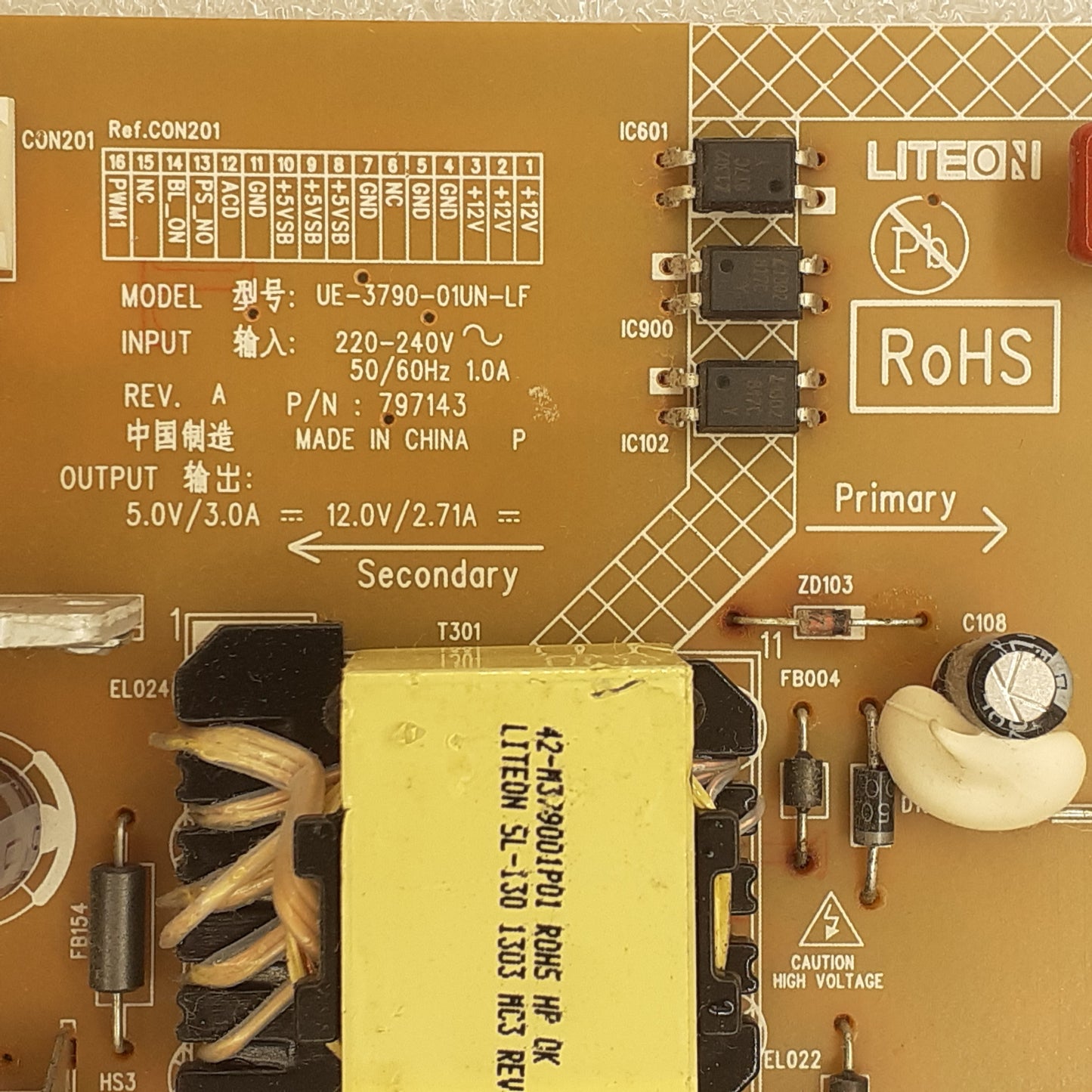 CARTE D'ALIMENTATION 3200BJHR REV:01UE-3790-01UN-LF pour Télé TOSHIBA