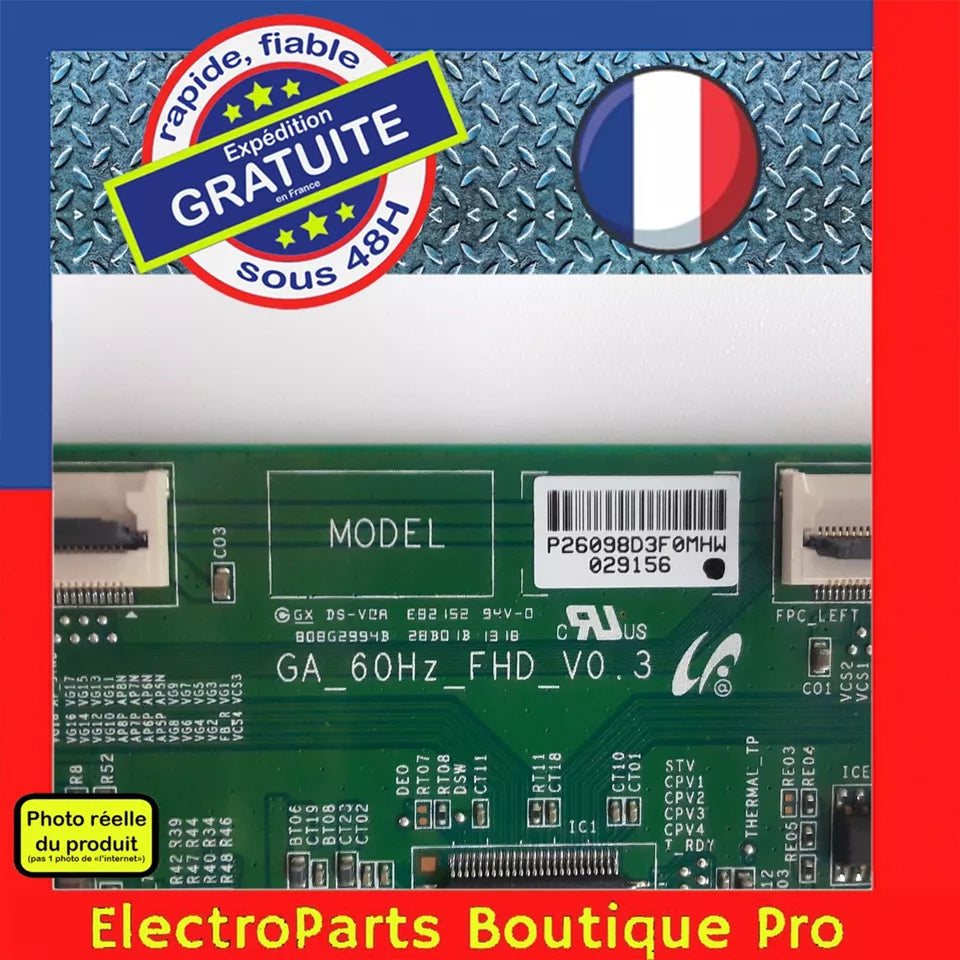 Carte T-CON GA_60HZ_FHD_V0.3 pour télé PHILIPS 40PFL3028H/12