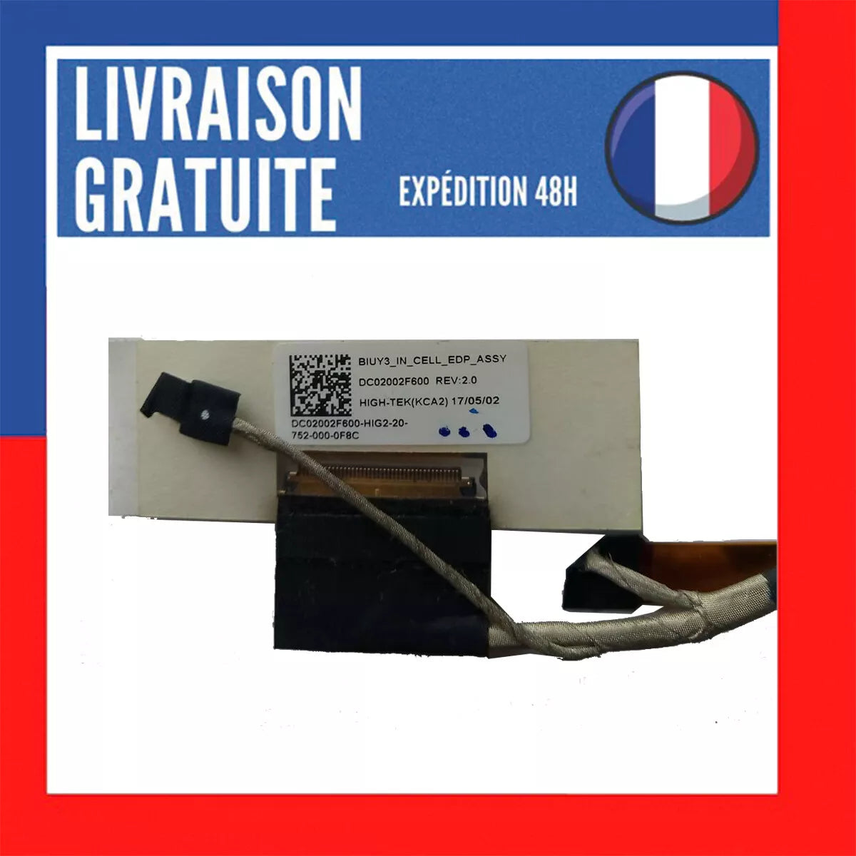 Nappe vidéo DC02002f600 [40 broches]  pour PC portable  LENOVO  Yoga 710-14IKB