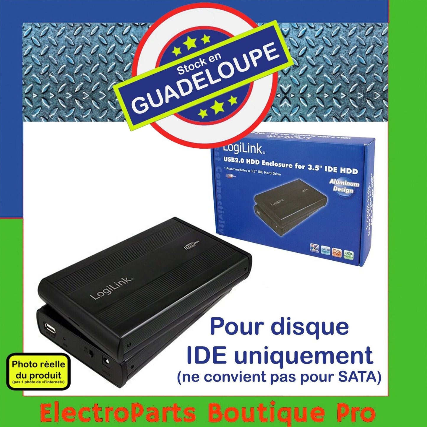 DESTOCKAGE Boîtier d'accueil IDE (pas SATA) pour disque dur 3,5 pouces IDE - LogiLink pour DESTOCKAGE LogiLink 