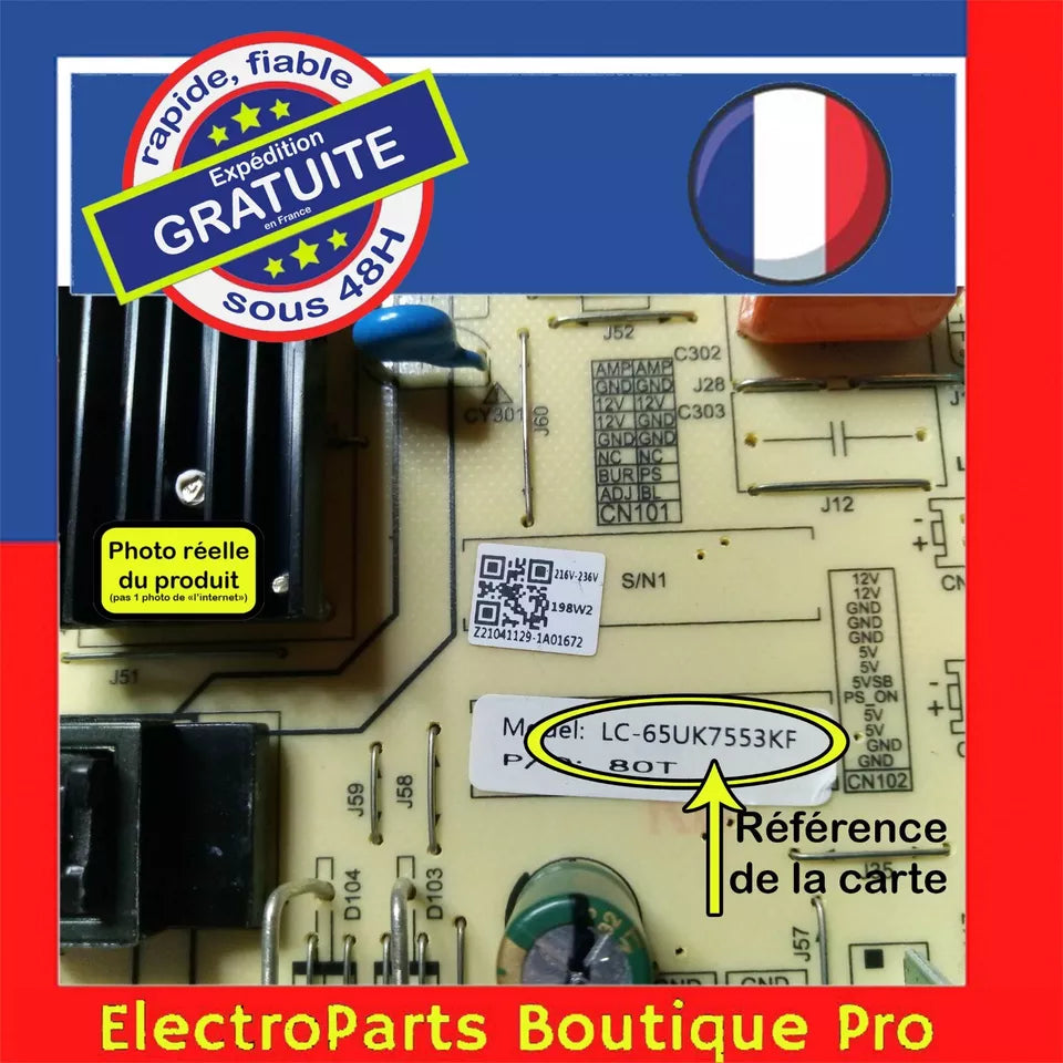 Carte d'alimentation LC-65UK7553KF pour télé SHARP 65BL2A