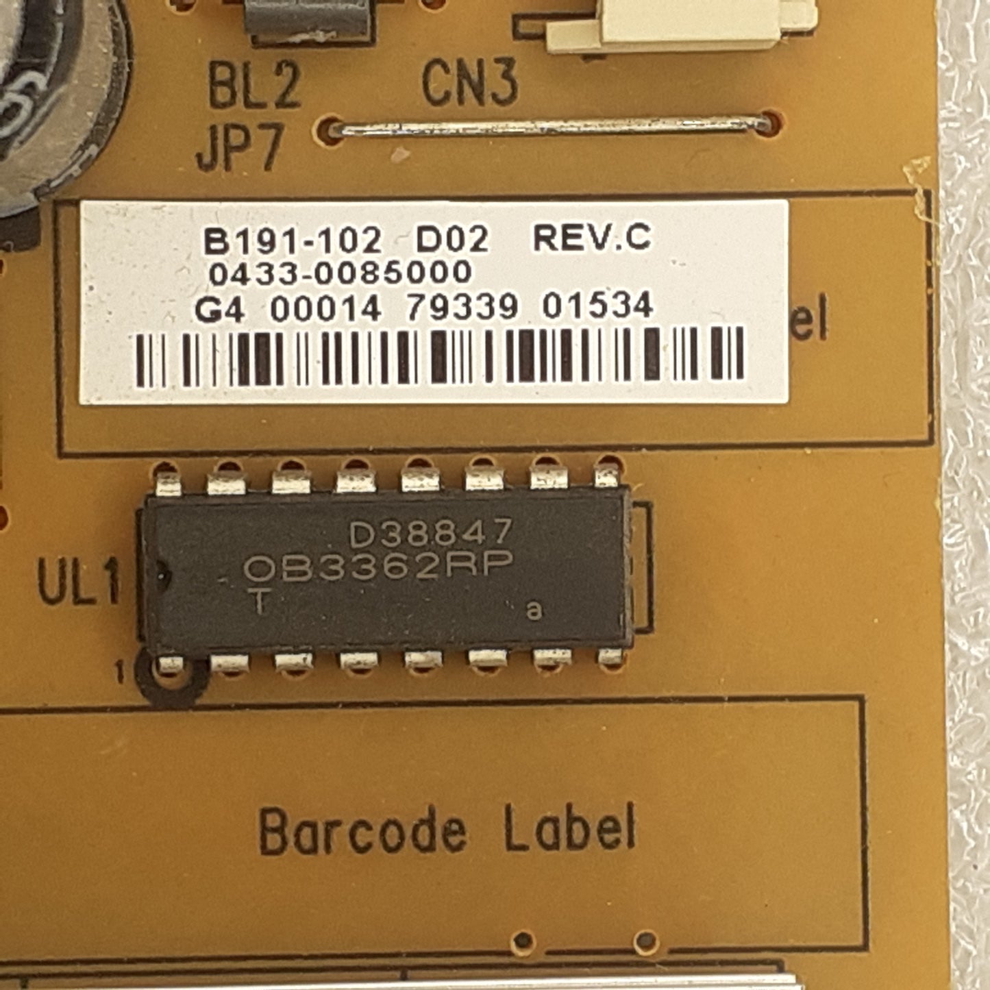 CARTE D'ALIMENTATION B191-102 D02 pour Télé TOSHIBA 39L4353