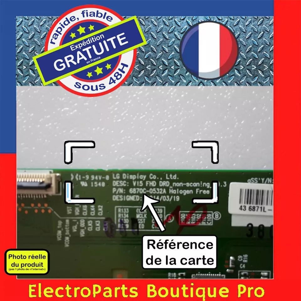 Carte T-CON LG 6870C-0532A pour télé BRANDT BAE43F5N