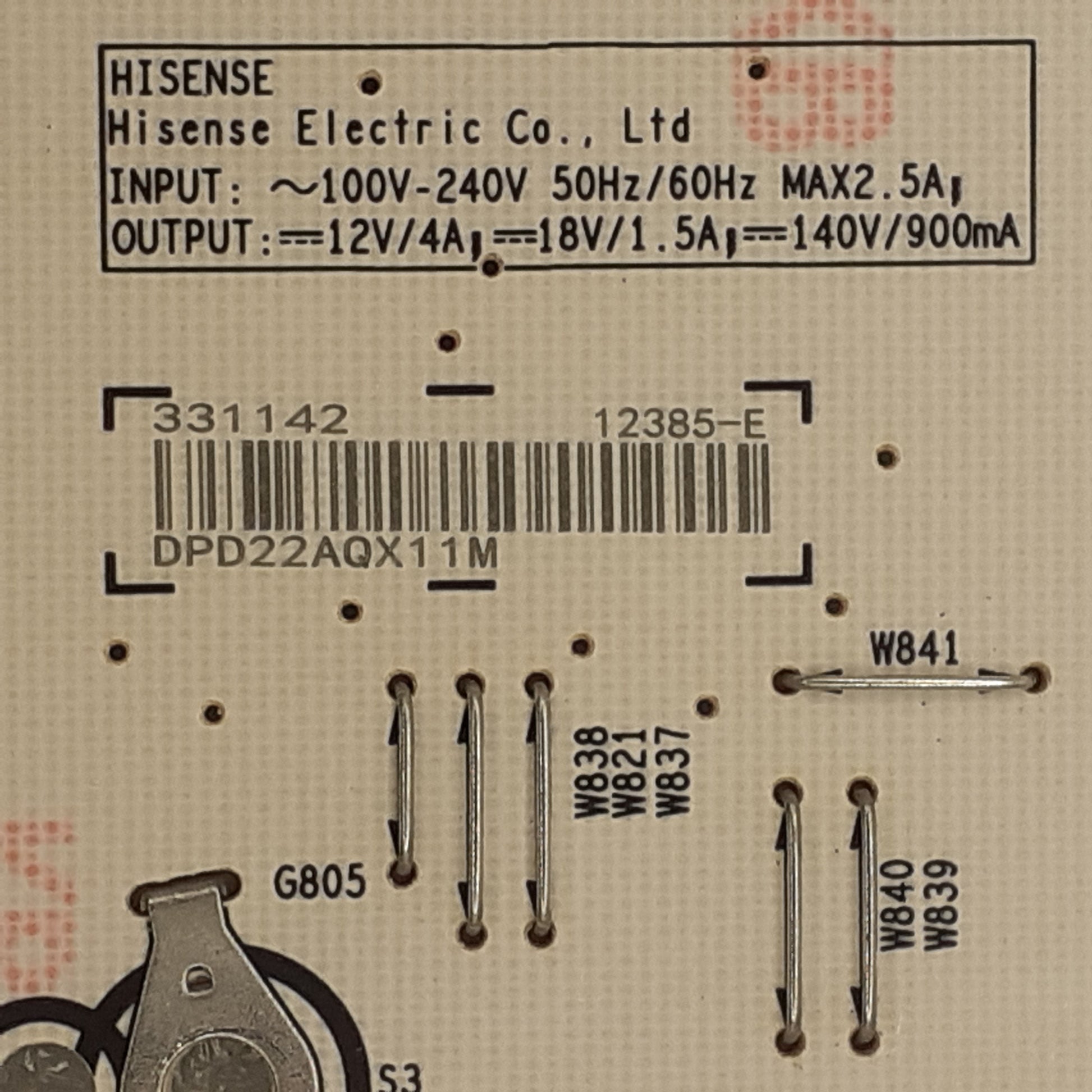 CARTE D'ALIMENTATION 12385-E / RSAG7.820.12385/ROH pour Télé HISENSE  58A7GQ