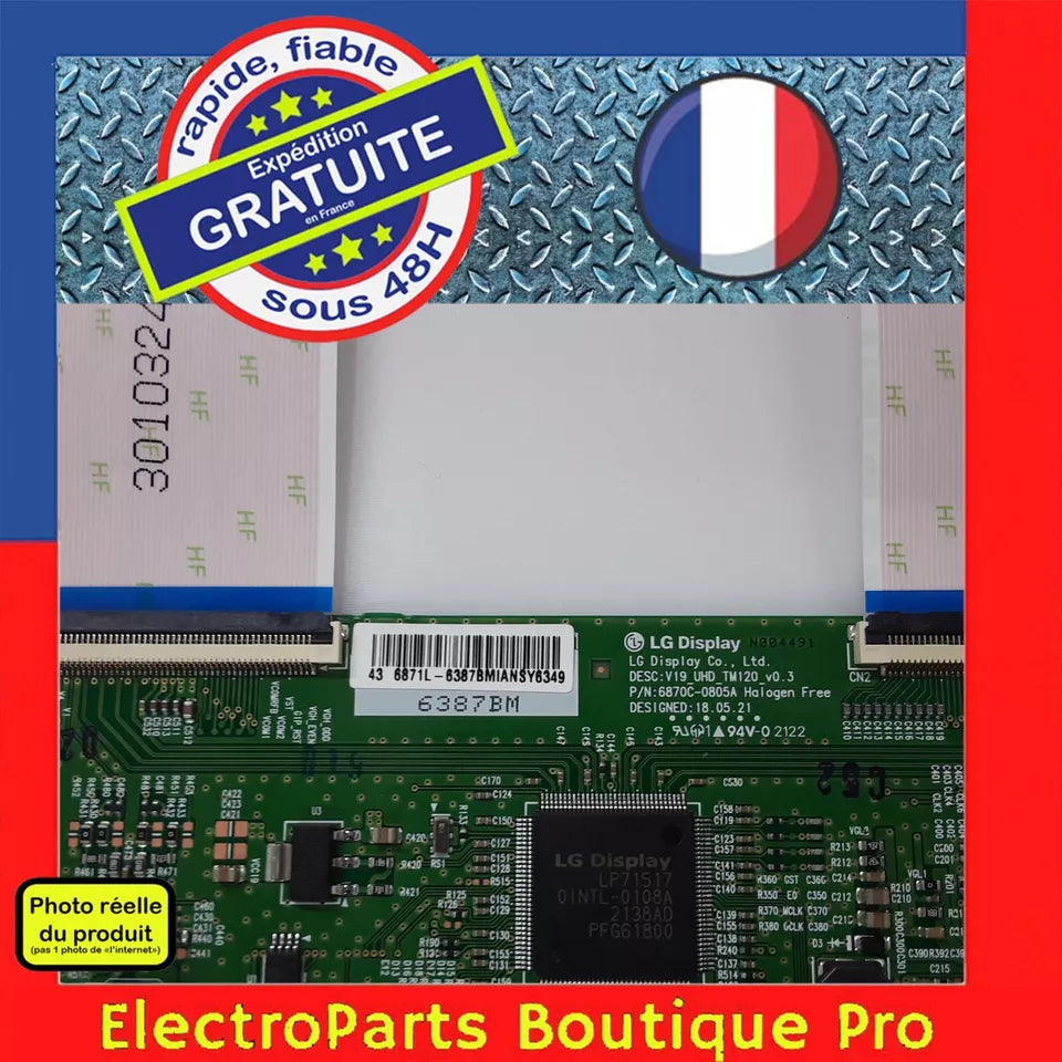 Carte T-CON 6870C-0805a pour télé PANASONIC TX-43LX650E