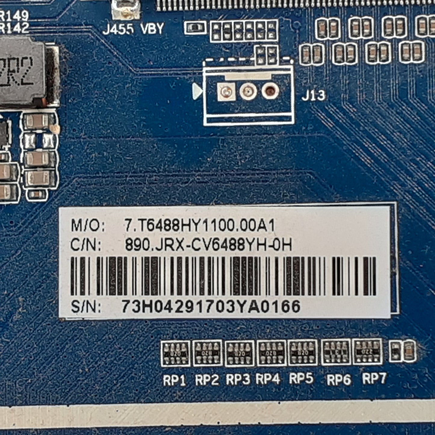 CARTE PRINCIPALE 7.T6488HY1100.00A1 / 890.JRX-CV6488YH-0H pour Télé SMART-TECH LE-6566UDS