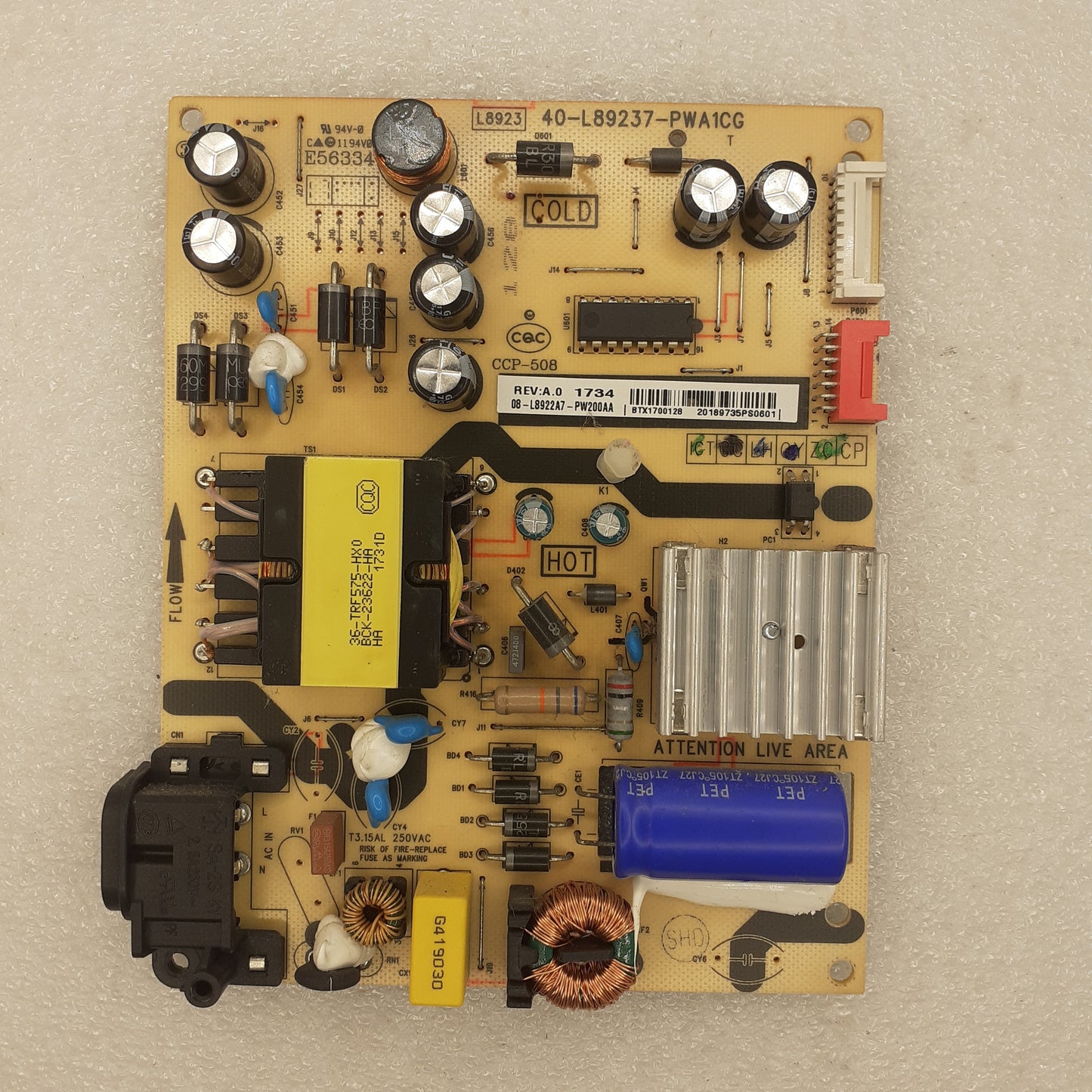 CARTE D'ALIMENTATION 08-L8922A7-PW200AA / 40-L89237-PWA1CG pour Télé THOMSON  43UC6306