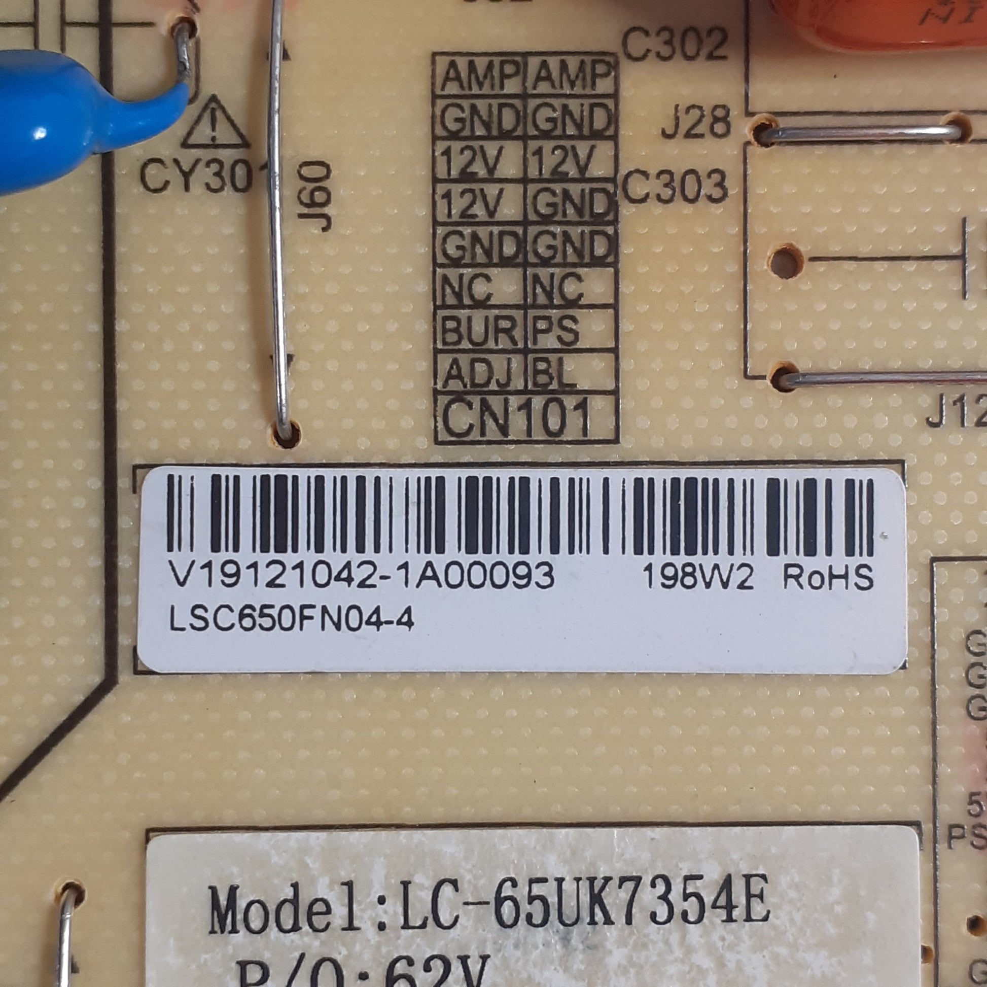 CARTE D'ALIMENTATION LSC650FN04-4 / LC-65UK7354E pour Télé SHARP  65BN3EA