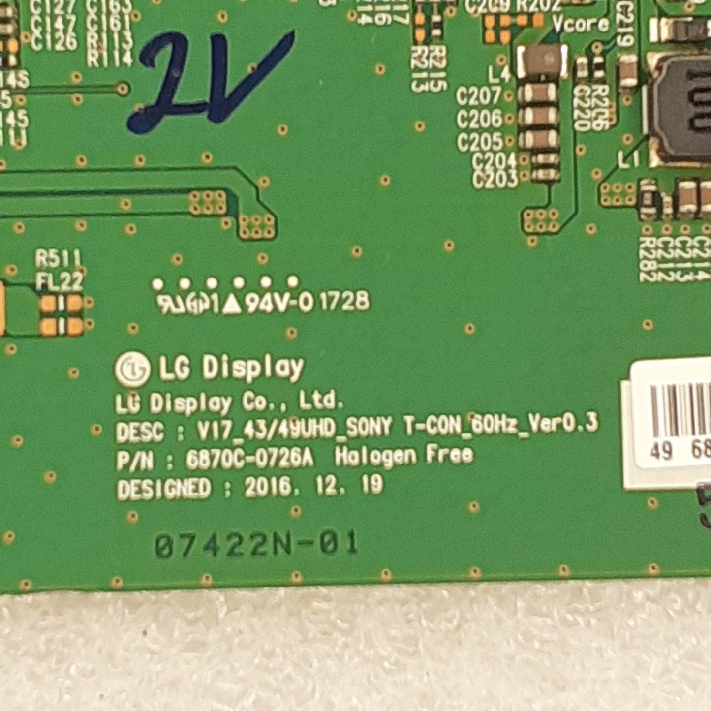 CARTE T-CON LG 6870c-0726A pour Télé SONY KD-49XE7005