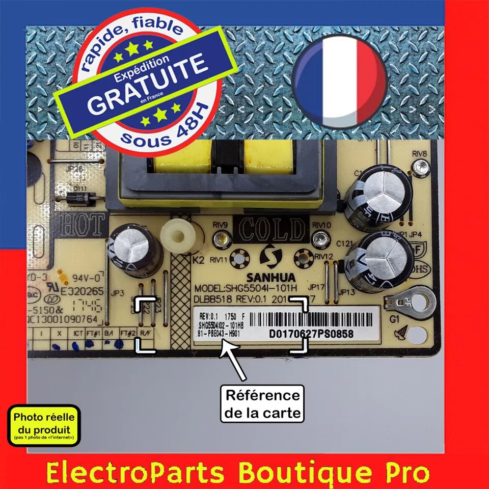 Carte d'alimentation SANHUA 81-PBE043-H901 pour télé STRONG SRT43UA6203