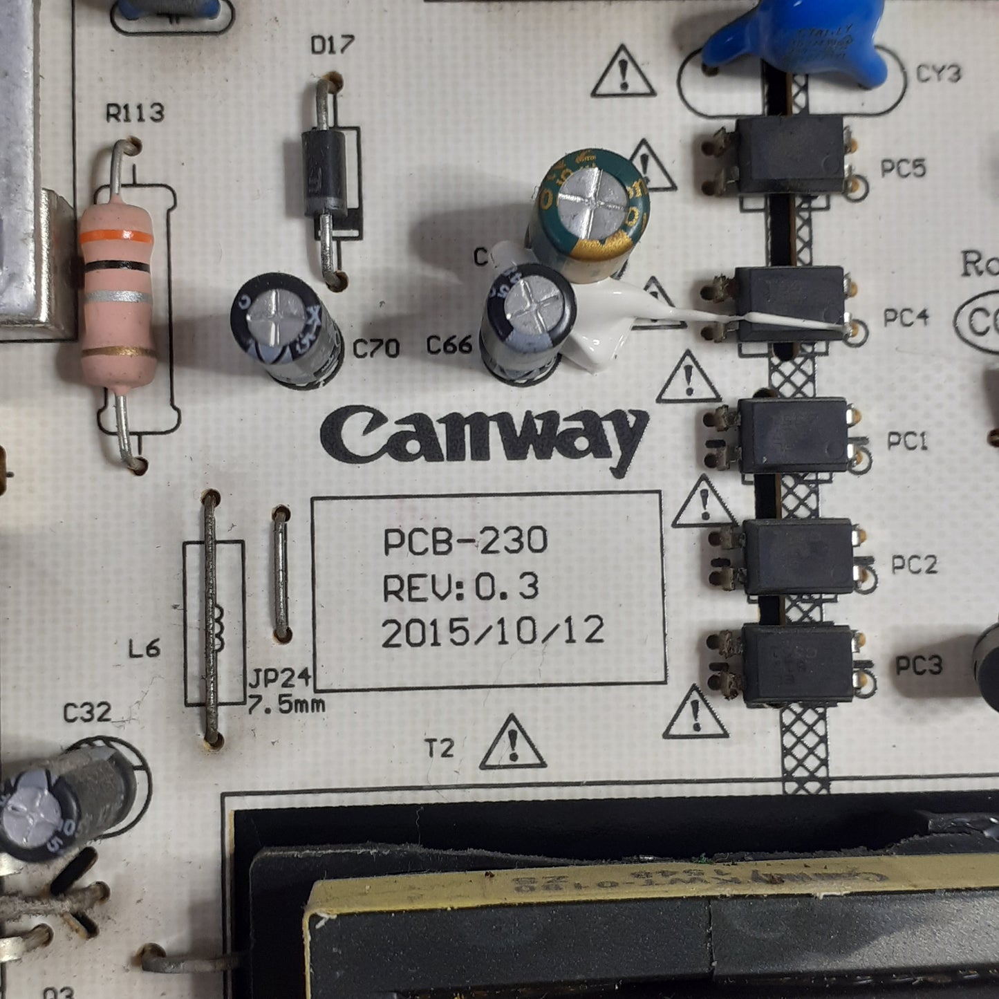 CARTE D'ALIMENTATION CANWAY PCB--230 REV:0.3 KW-PLE650201F pour Télé SCHNEIDER LD65-SCN08FHB