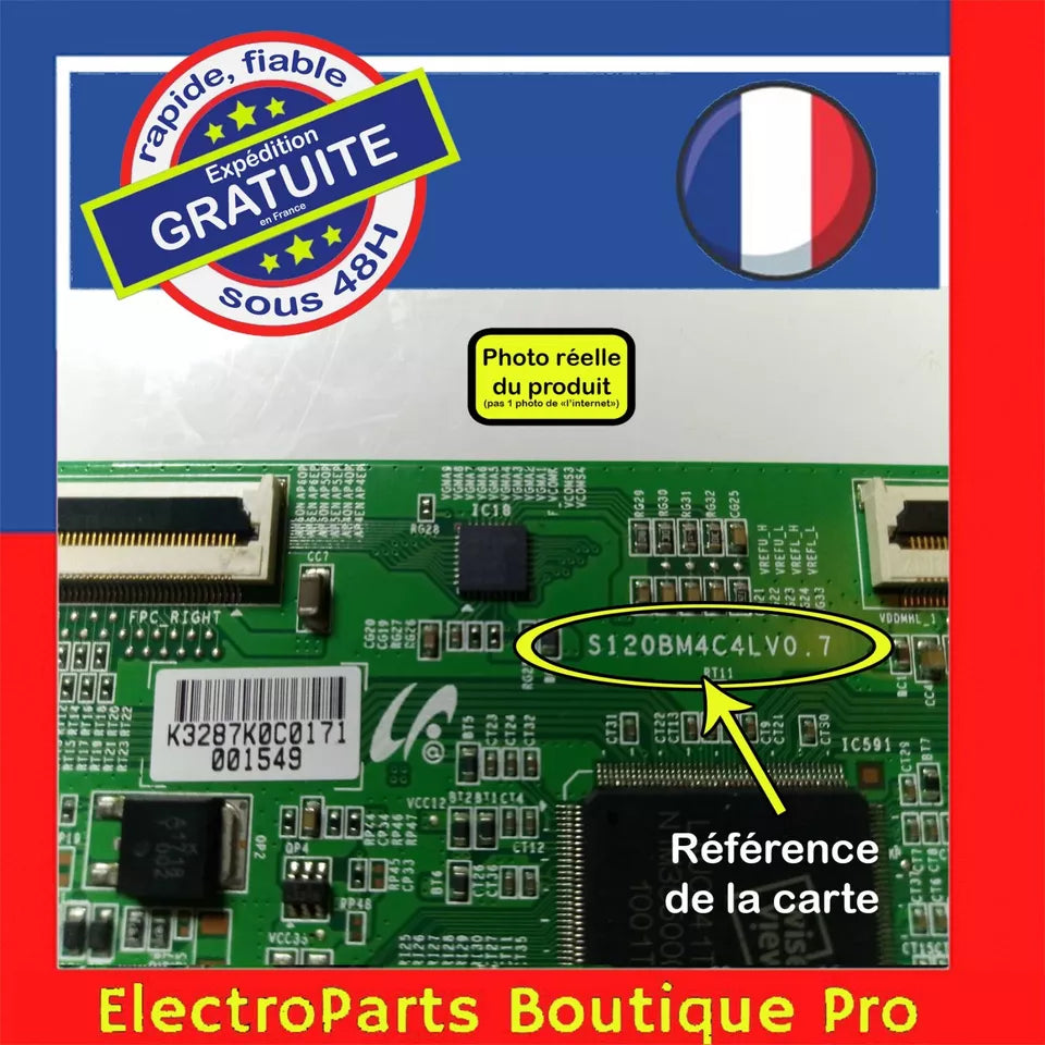 Carte T-CON S120BM4C4LV0.7  pour télé TOSHIBA 