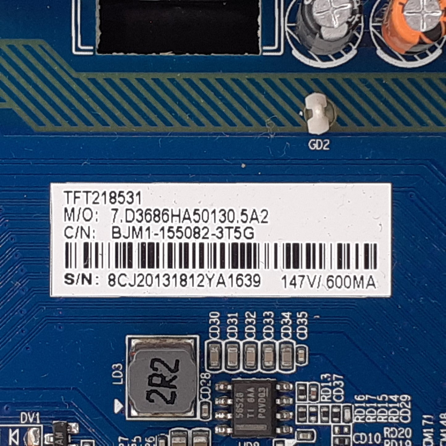 Carte principale combinée CV3686H-A50(138W) / G550ND4N19-11/LSC550FN19-W pour Télé BRANDT B5506UHD LED