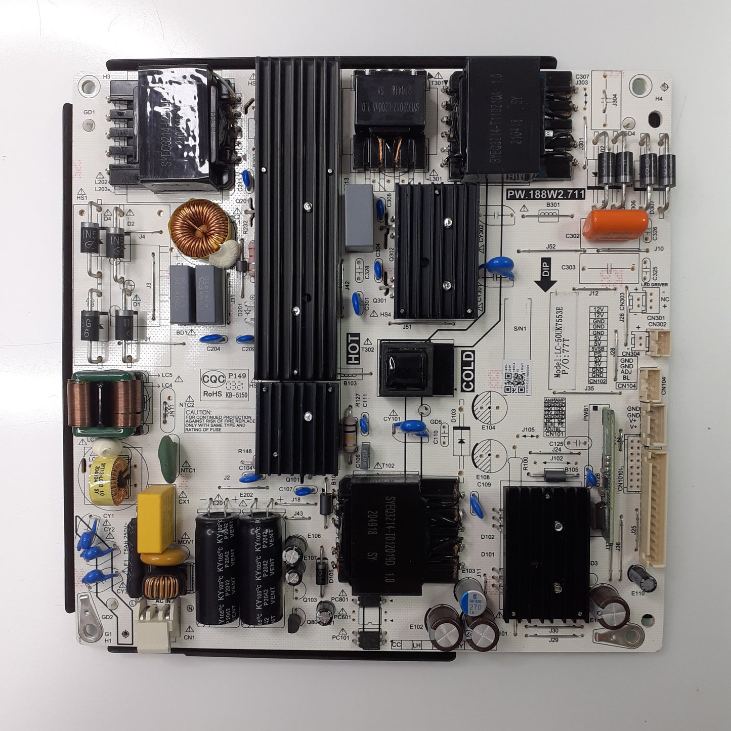 CARTE D'ALIMENTATION LC-50UK7553E / PW.188W2.711 pour Télé SHARP 50BL5EA