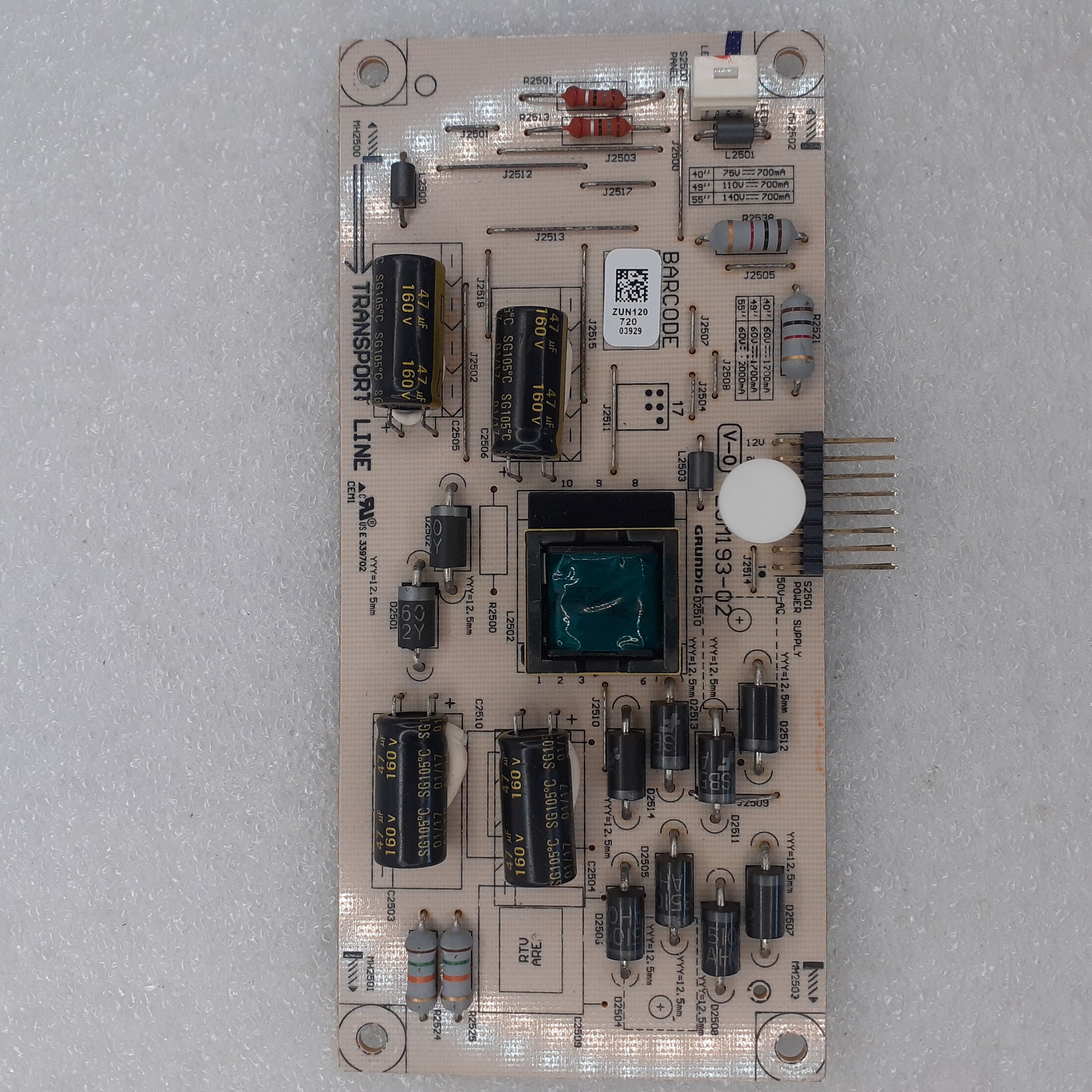 PILOTE LED ZUN120 720 / ZUN125 151457 pour Télé GRUNDIG 49 VLX 7730