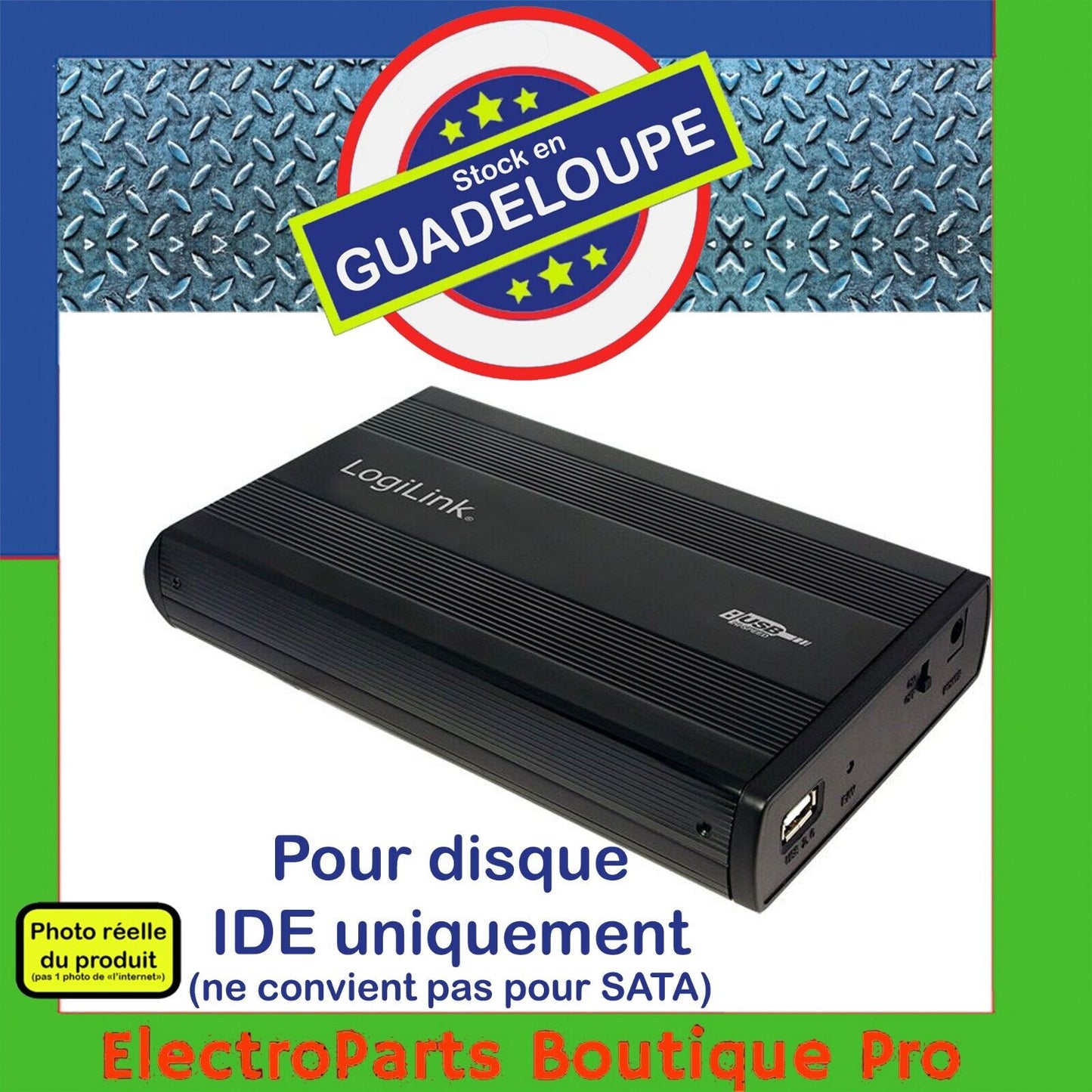 DESTOCKAGE Boîtier d'accueil IDE (pas SATA) pour disque dur 3,5 pouces IDE - LogiLink