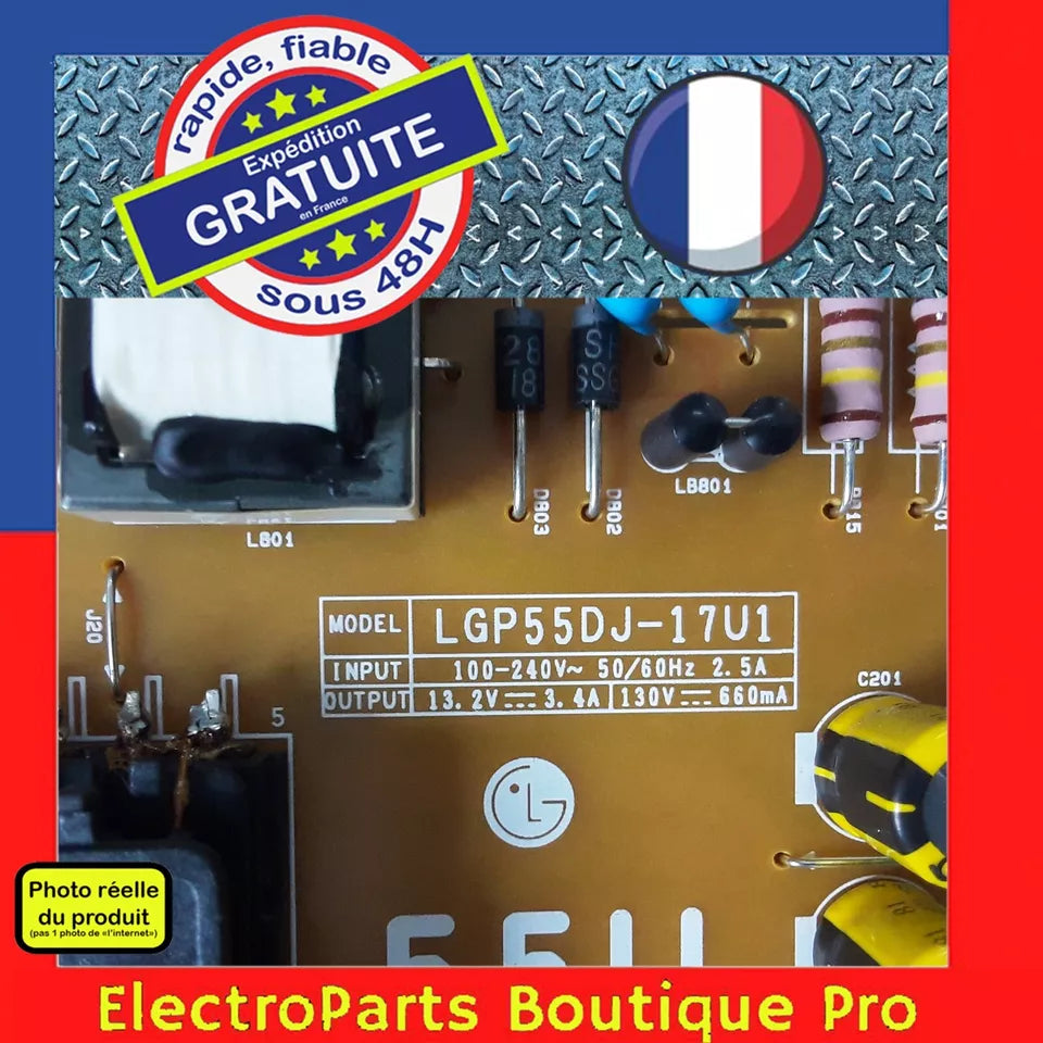 Carte d'alimentation  EAY64529401 LGP55DJ-17U1  pour télé LG  LG 55UK6100 PLB