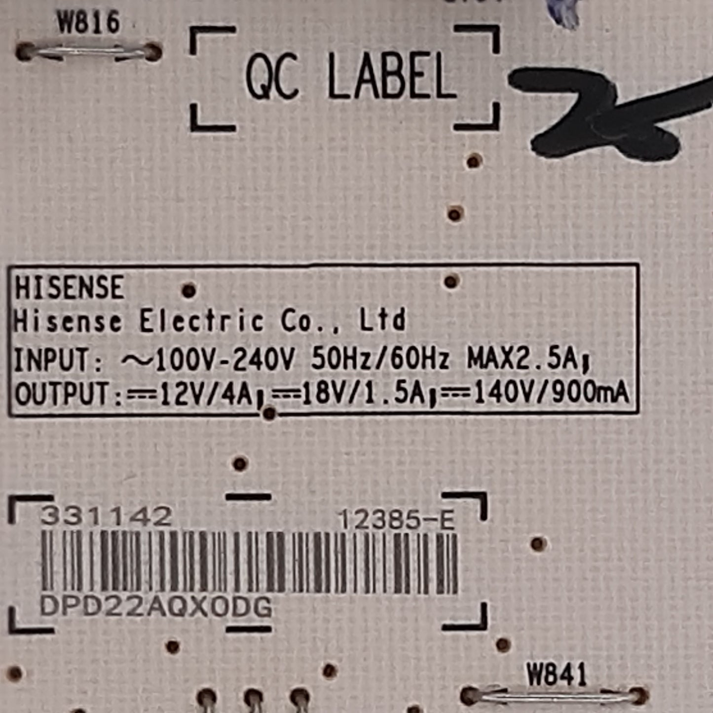 CARTE D'ALIMENTATION 12385-E pour Télé HISENSE 58A7GQ