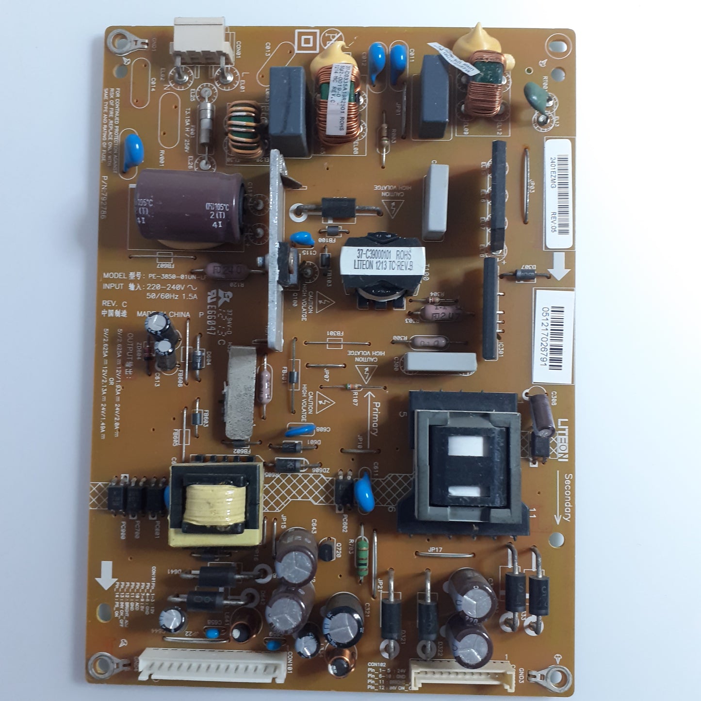 CARTE D'ALIMENTATION 2401EZMG REV:05 / PE-3850-01UN-LF pour Télé TOSHIBA