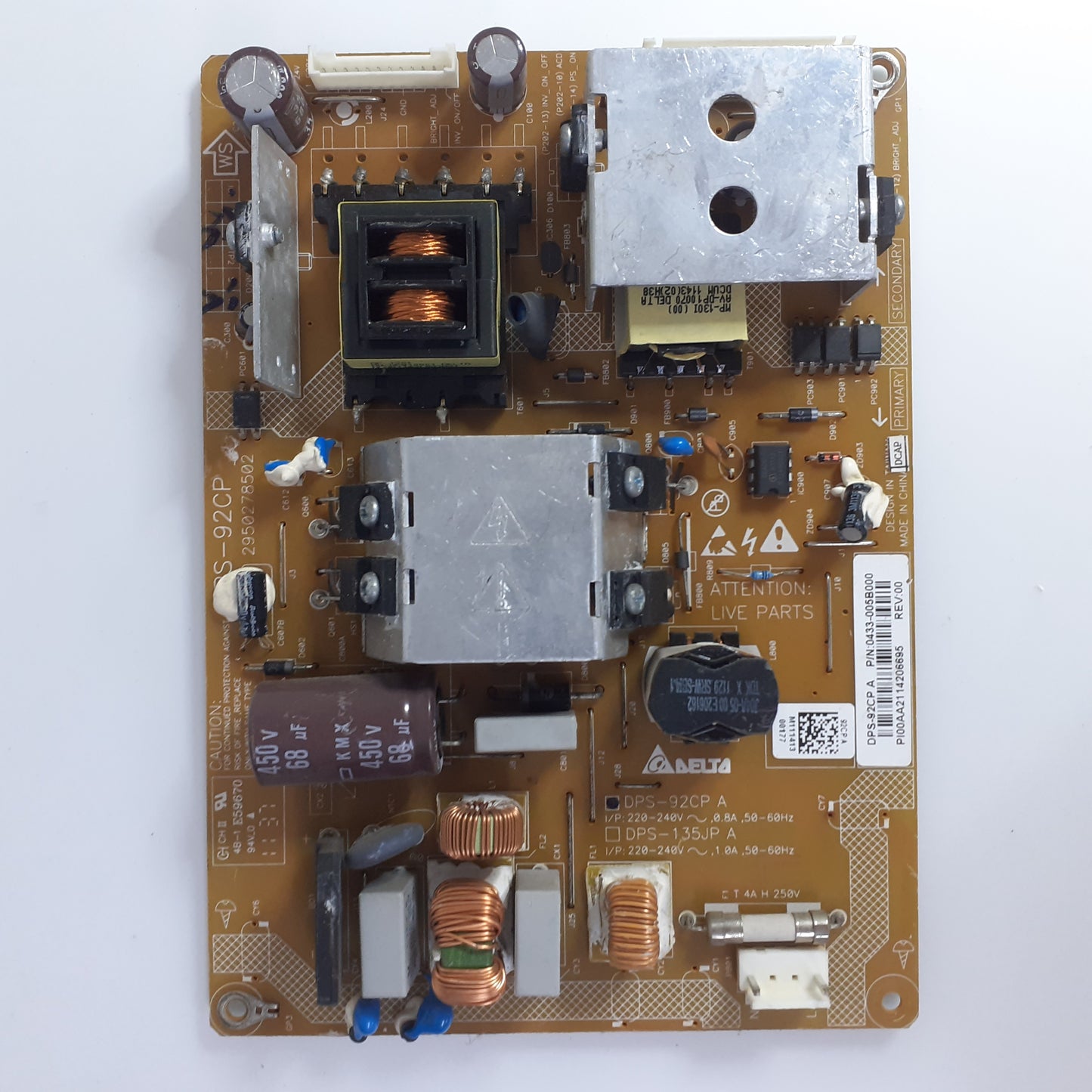 CARTE D'ALIMENTATION 0433-005B000 / DPS-92CP pour Télé TOSHIBA 32EL833B