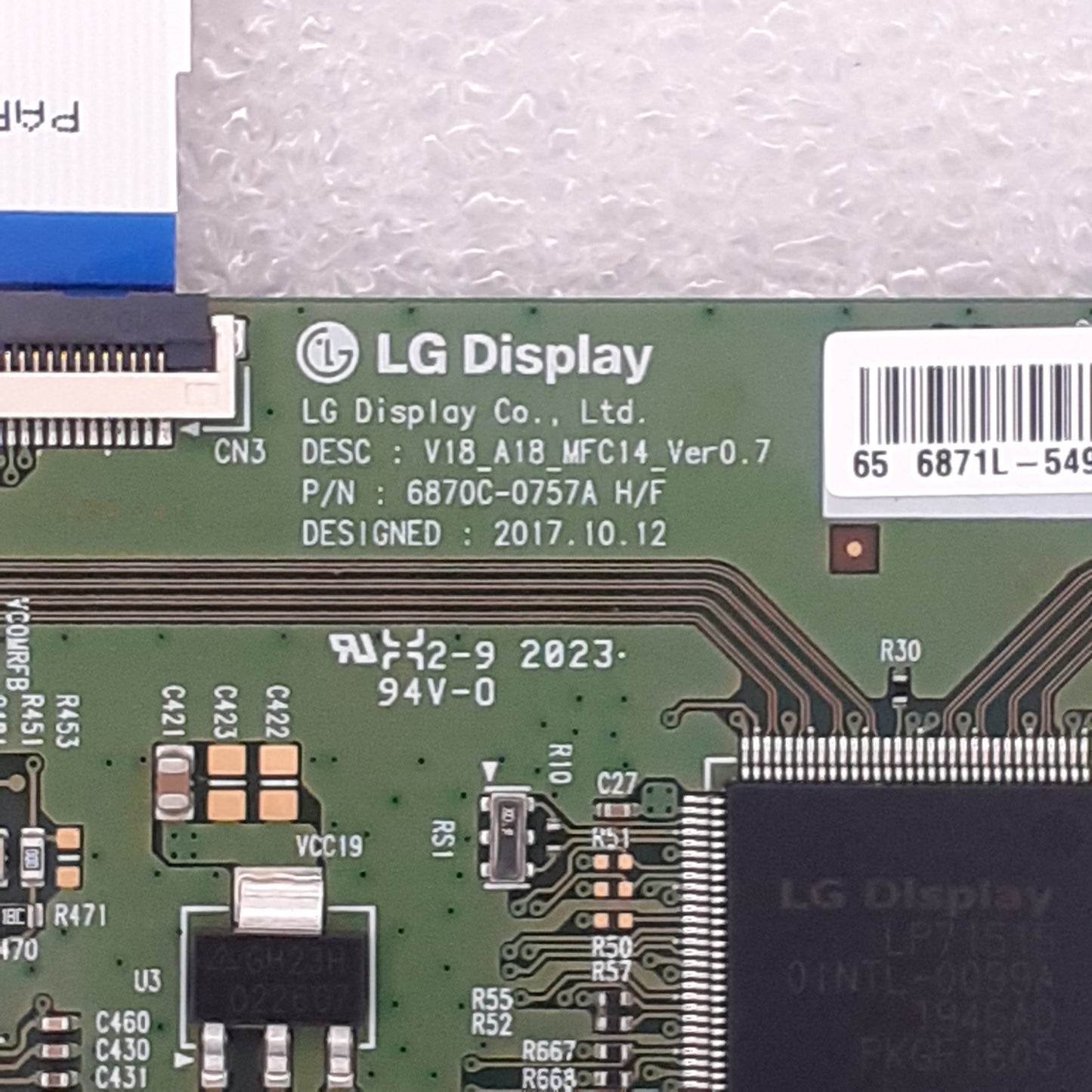 CARTE T-CON LG 6870c-0757A pour Télé PANASONIC  TX-65FX700E
