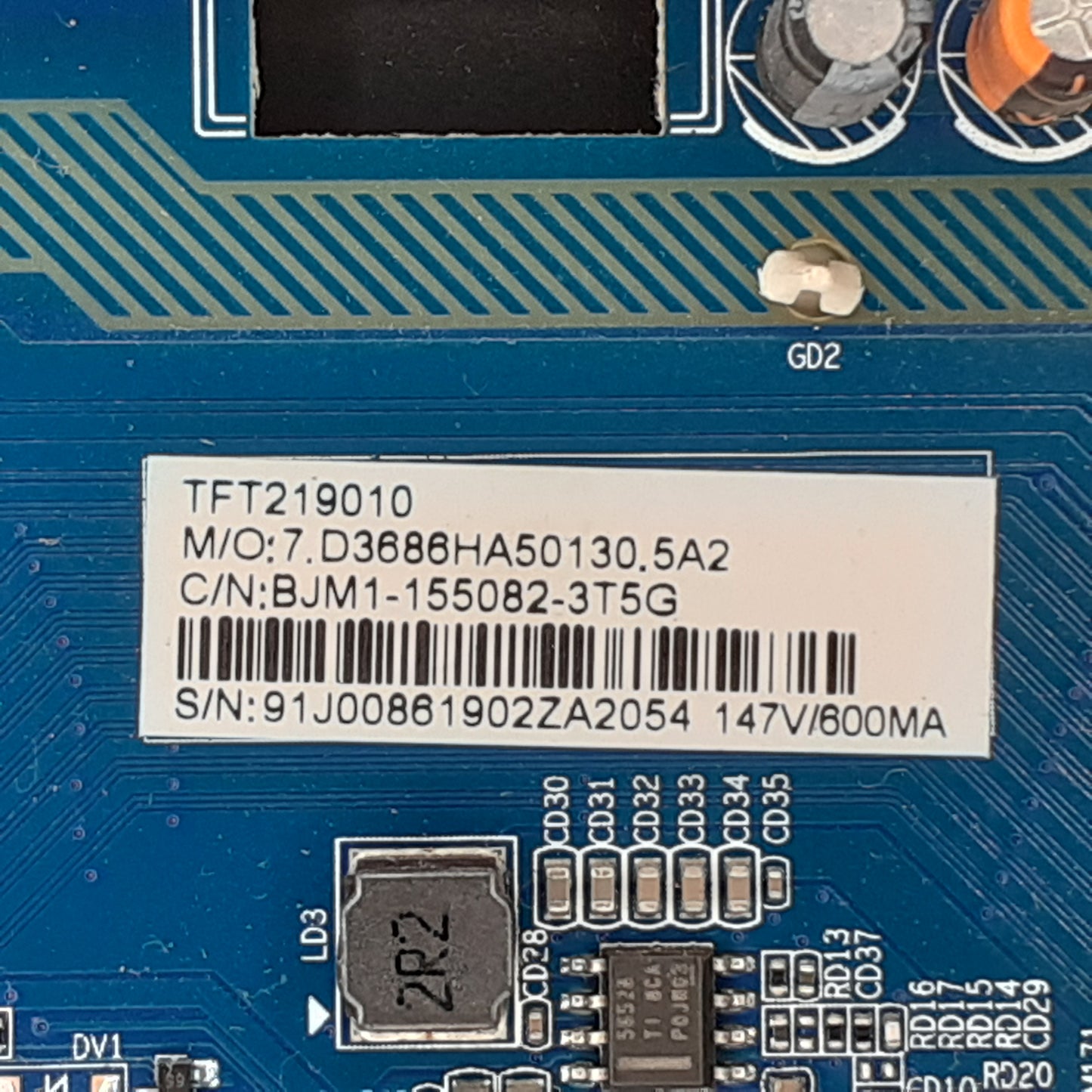Carte principale combinée CV3686H-A50 / BJM1-155082-3T5G pour Télé BRANDT  B5506UHD LED