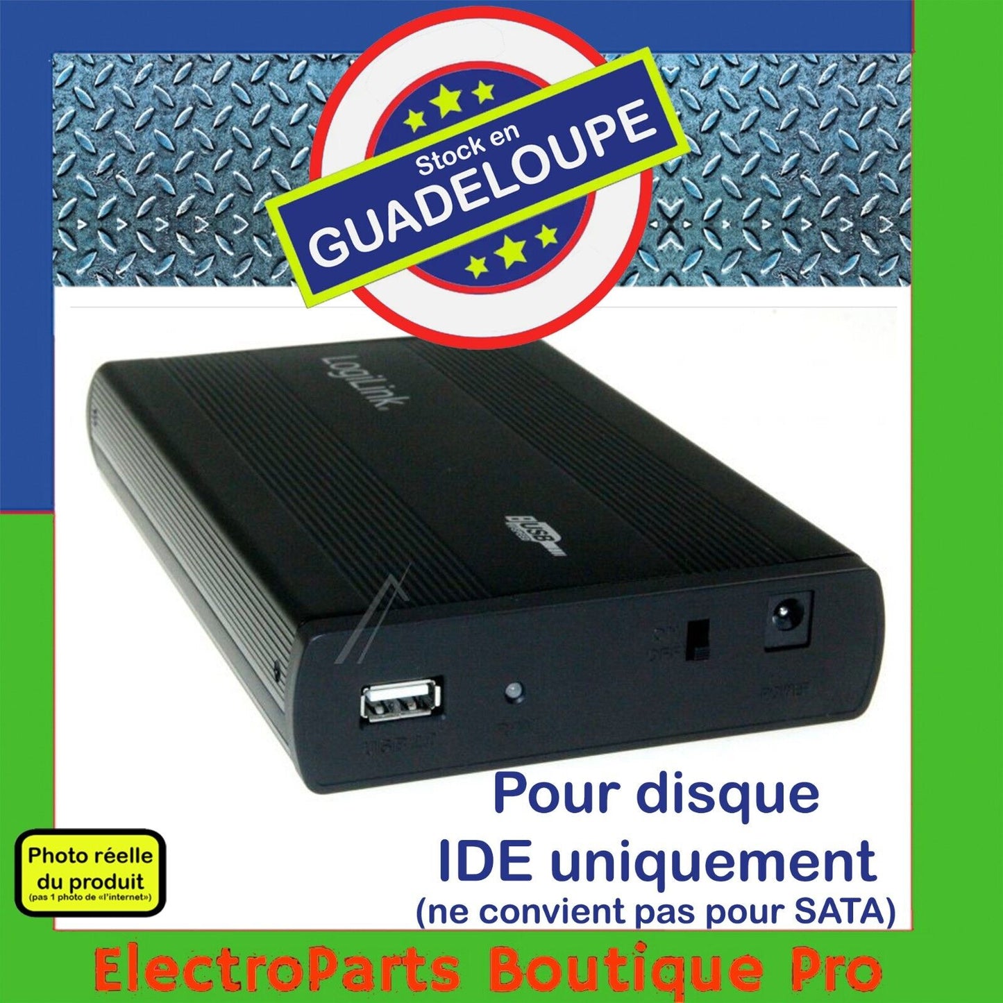 DESTOCKAGE Boîtier d'accueil IDE (pas SATA) pour disque dur 3,5 pouces IDE - LogiLink