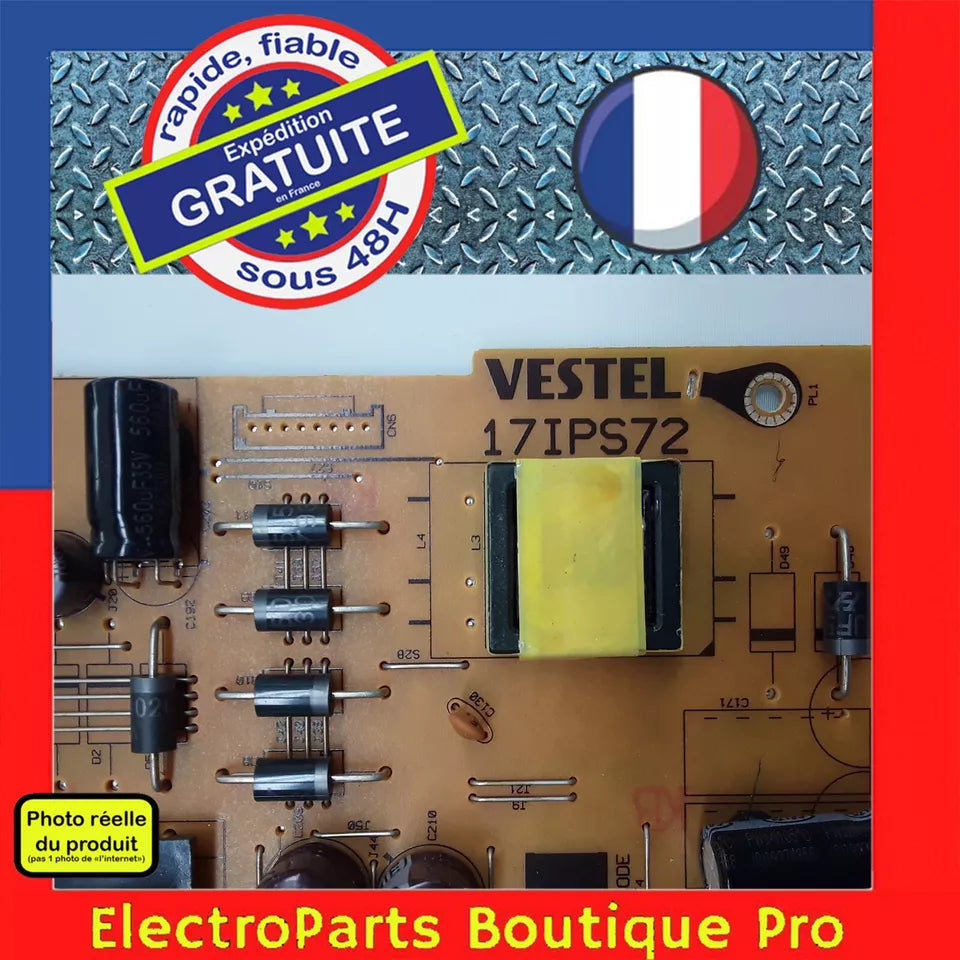 Carte d'alimentation  VESTEL 17IPS72 23396597  pour télé TOSHIBA 43UL3A63DG