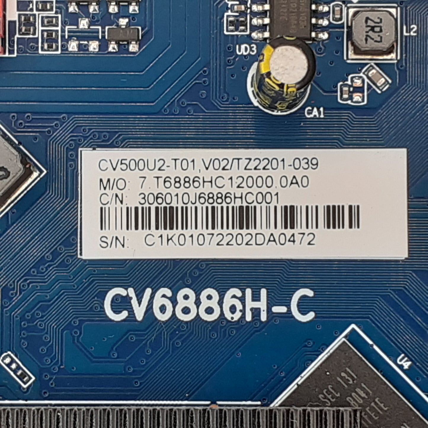 CARTE PRINCIPALE CV500U2-T01 / CV6886H-C pour Télé FPS EL50LUHD