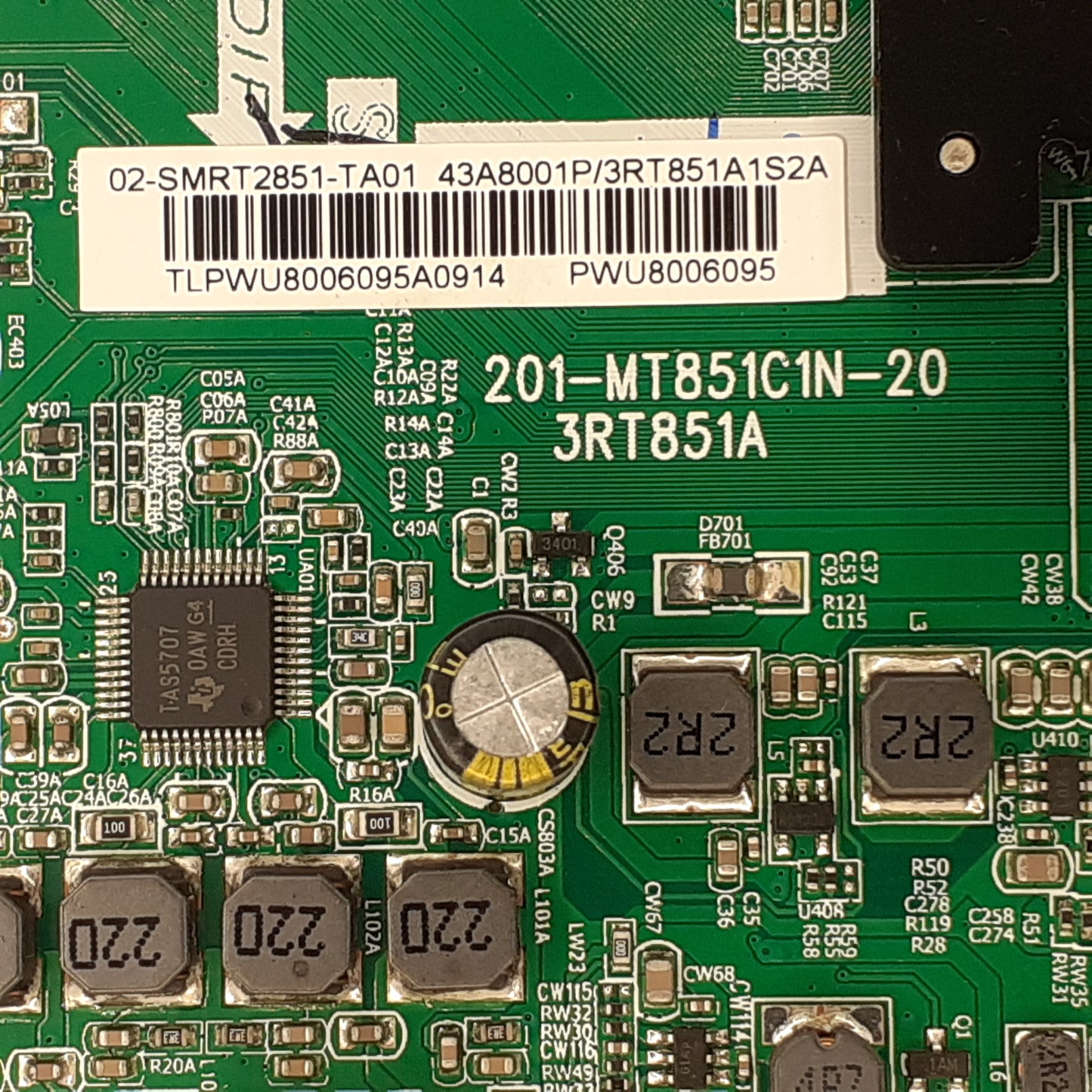 Carte principale combinée 02-SMRT2851-TA01  201-MT851C1N-20 3RT851A pour Télé ESSENTIEL B 43UHDA8000