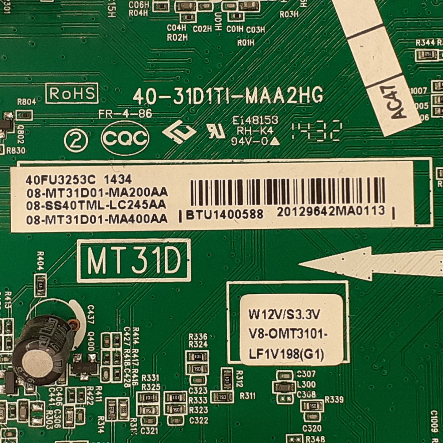 CARTE PRINCIPALE 08-MT31D01-MA200AA pour Télé THOMSON 40FU3253C