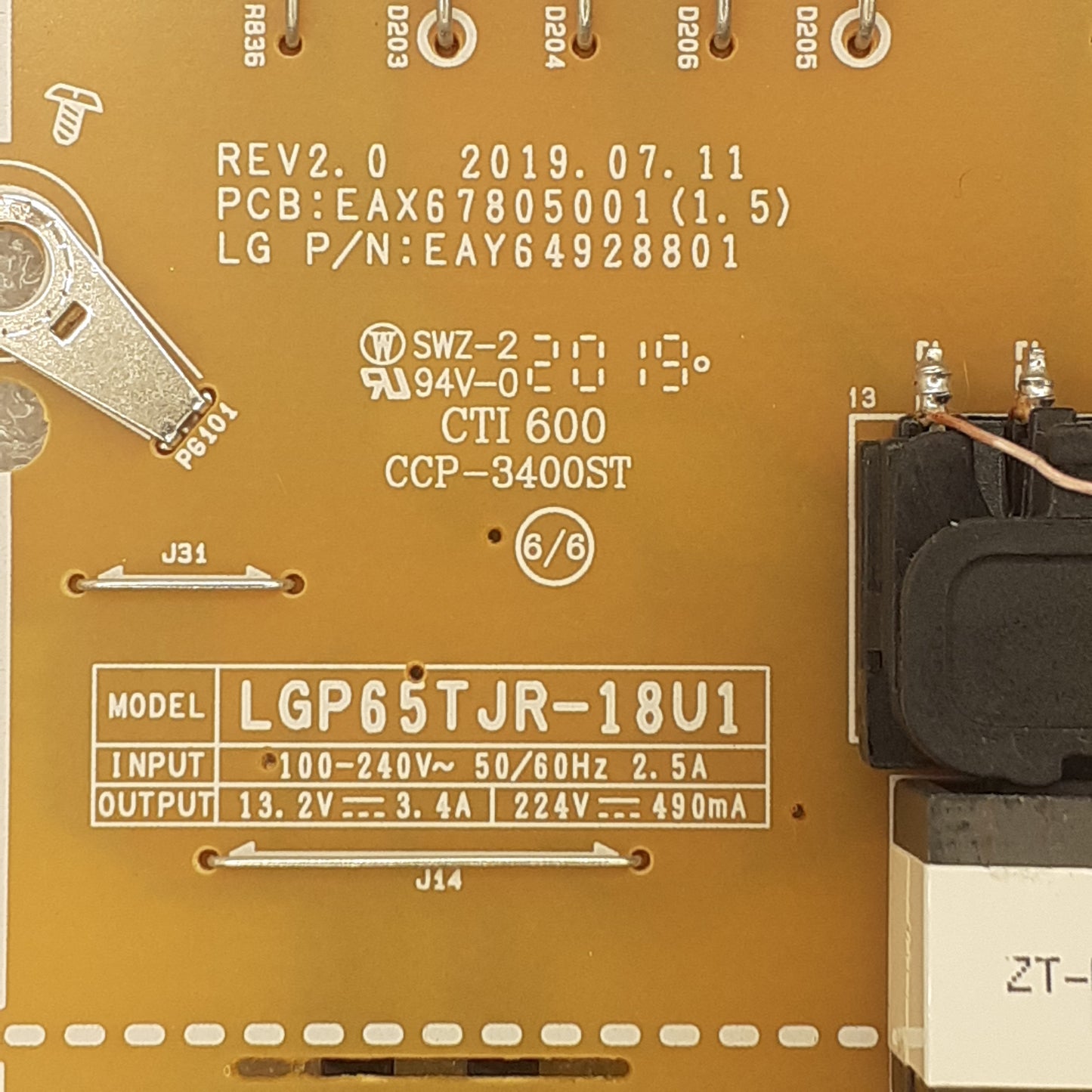 CARTE D'ALIMENTATION EAY64928801 pour Télé LG  65UM7050PLA