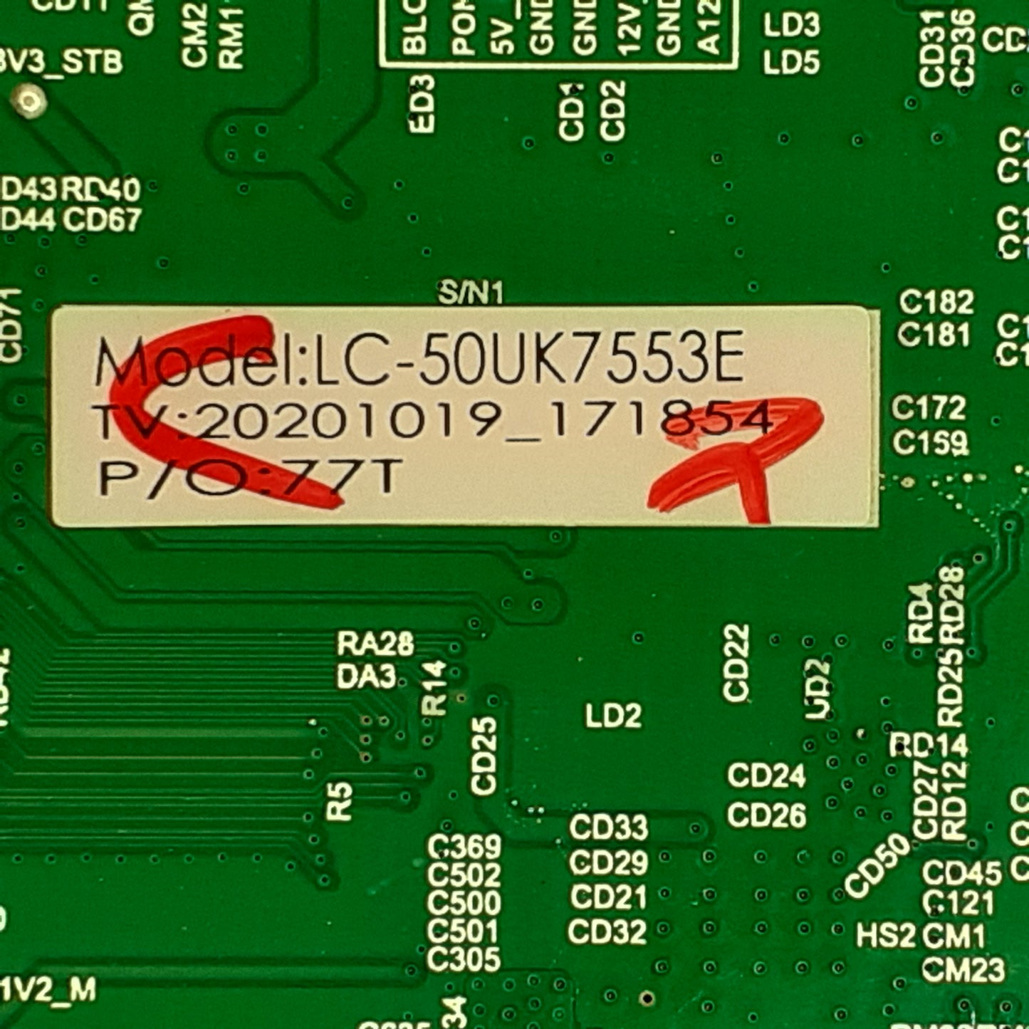 CARTE PRINCIPALE LC-50UK7553E / T.MS6886.U705 pour Télé SHARP 50BL5EA