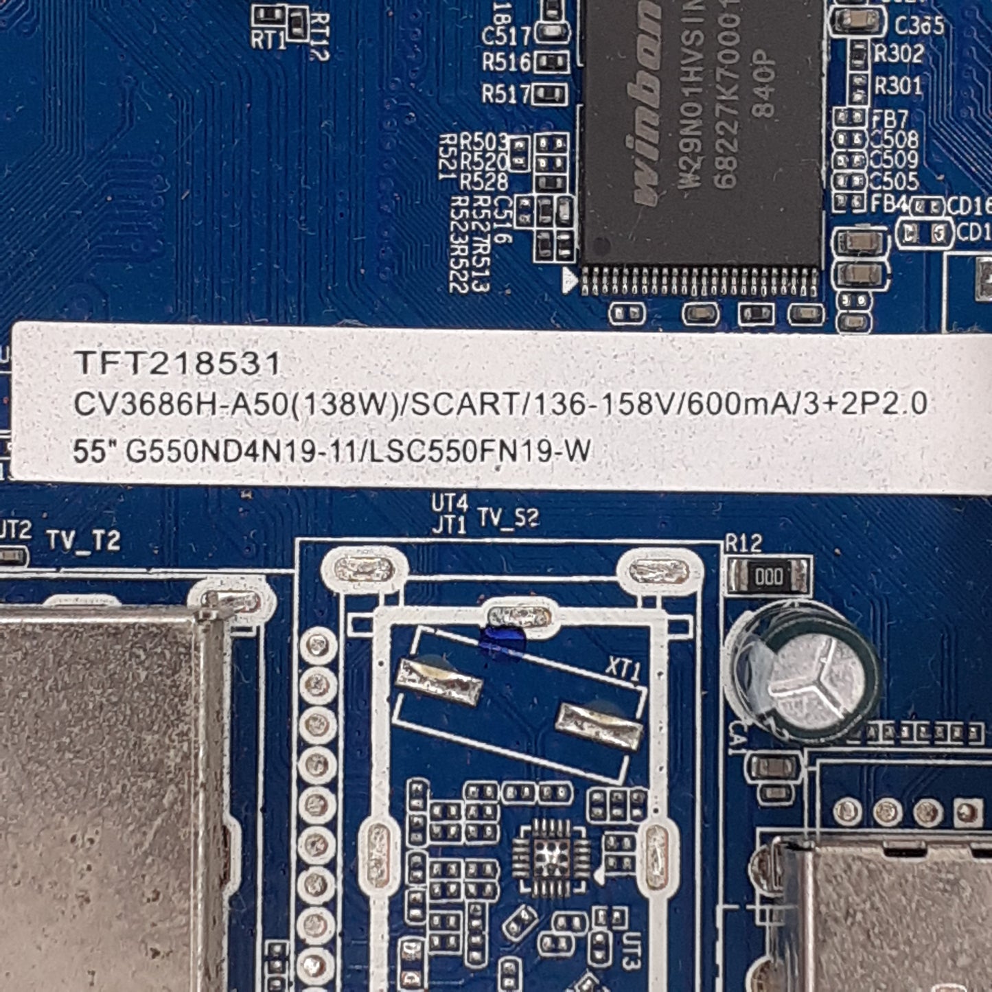 Carte principale combinée CV3686H-A50(138W) / G550ND4N19-11/LSC550FN19-W pour Télé BRANDT B5506UHD LED