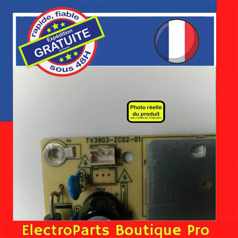 Carte d'alimentation AMTC TV3903-ZC02-01 pour télé SCHNEIDER SC-LED43SC300BSA