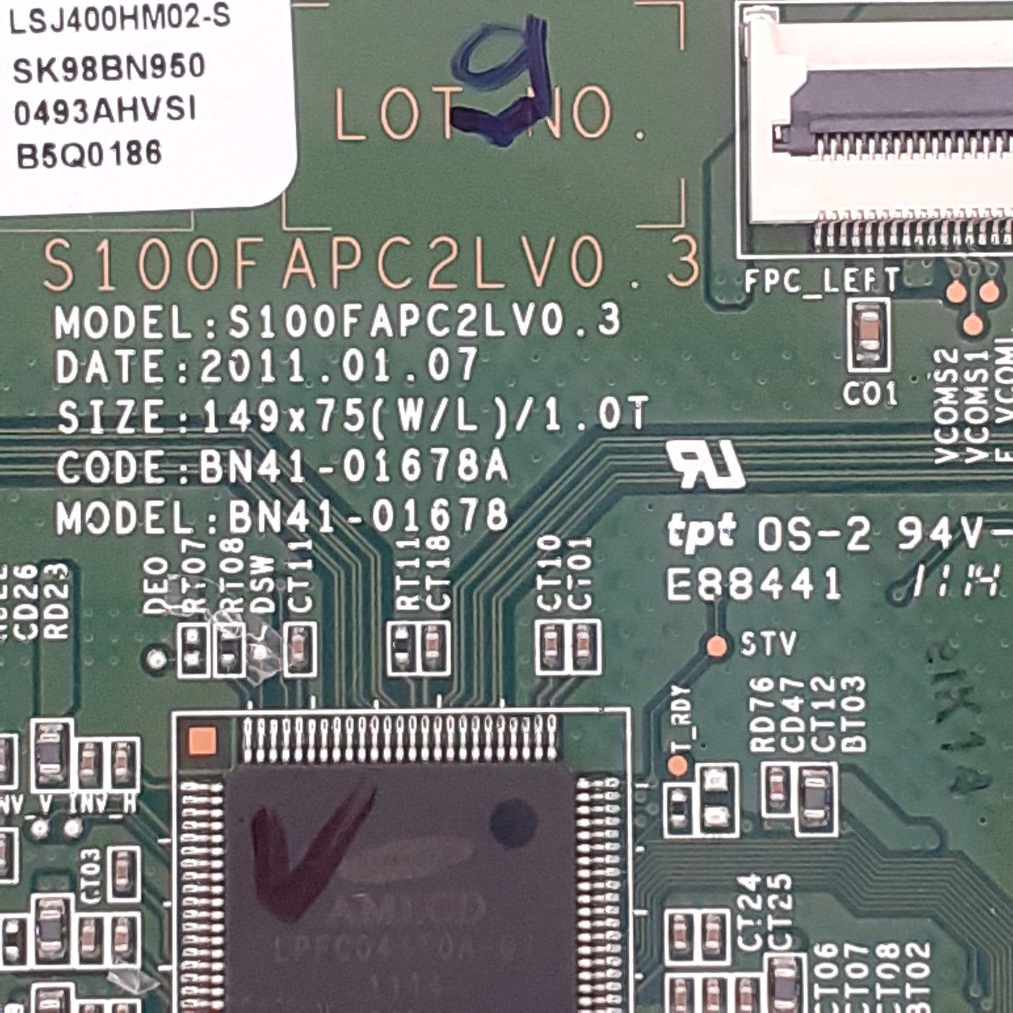 CARTE T-CON S100FAPC2LV0.3 pour Télé SAMSUNG  UE40D5000