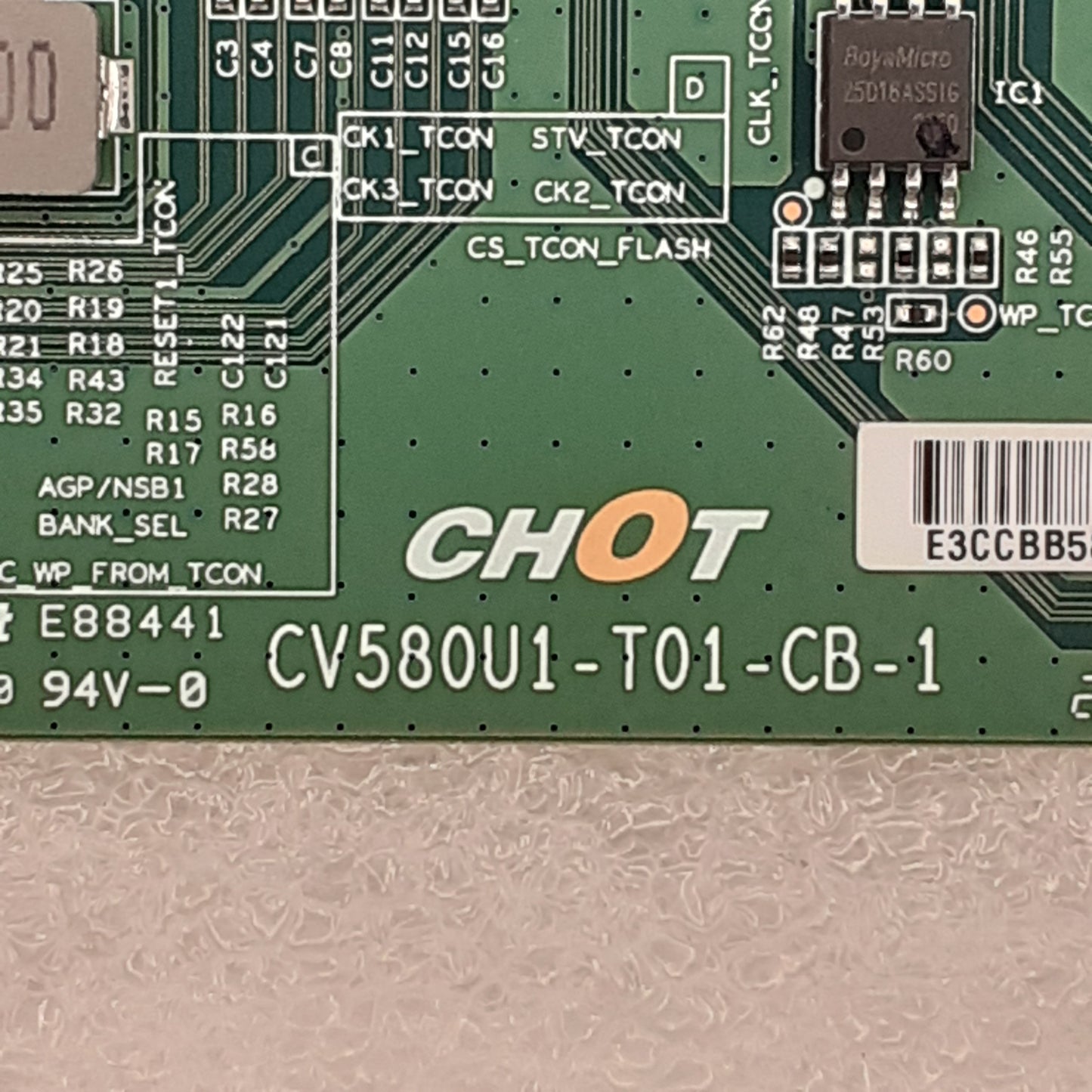 Carte T-CON CHOT CV580U1-T01-CB-1 pour Télé HISENSE  58A7GQ