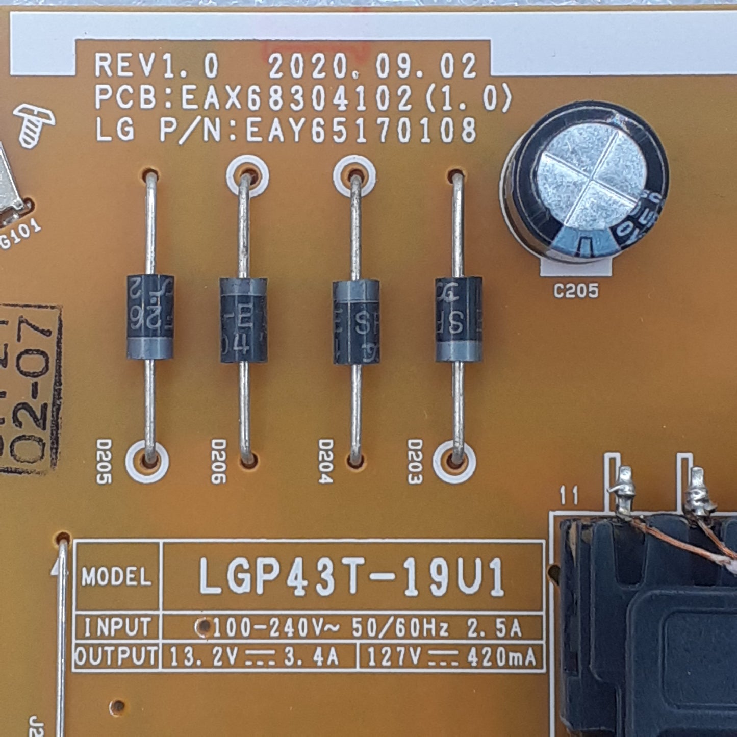 CARTE D'ALIMENTATION EAY65170108 pour Télé LG 43UP76906LE