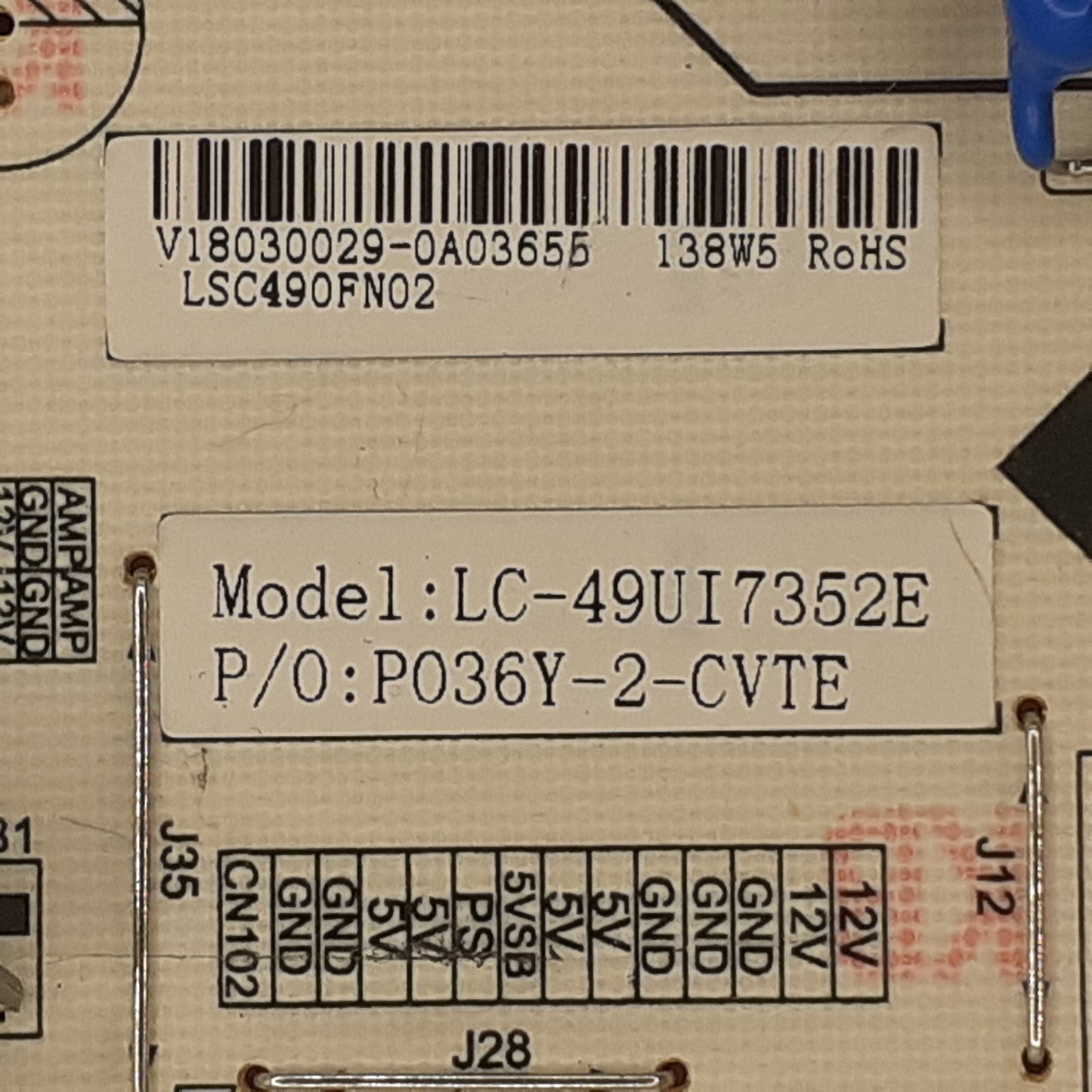 CARTE D'ALIMENTATION PW.188W2.711 / LC-49UI7352E pour Télé SHARP  LC-49UI7352E