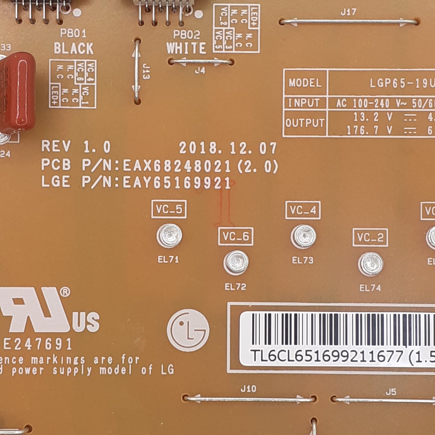 CARTE D'ALIMENTATION EAY65169921 pour Télé LG  65NANO866NA